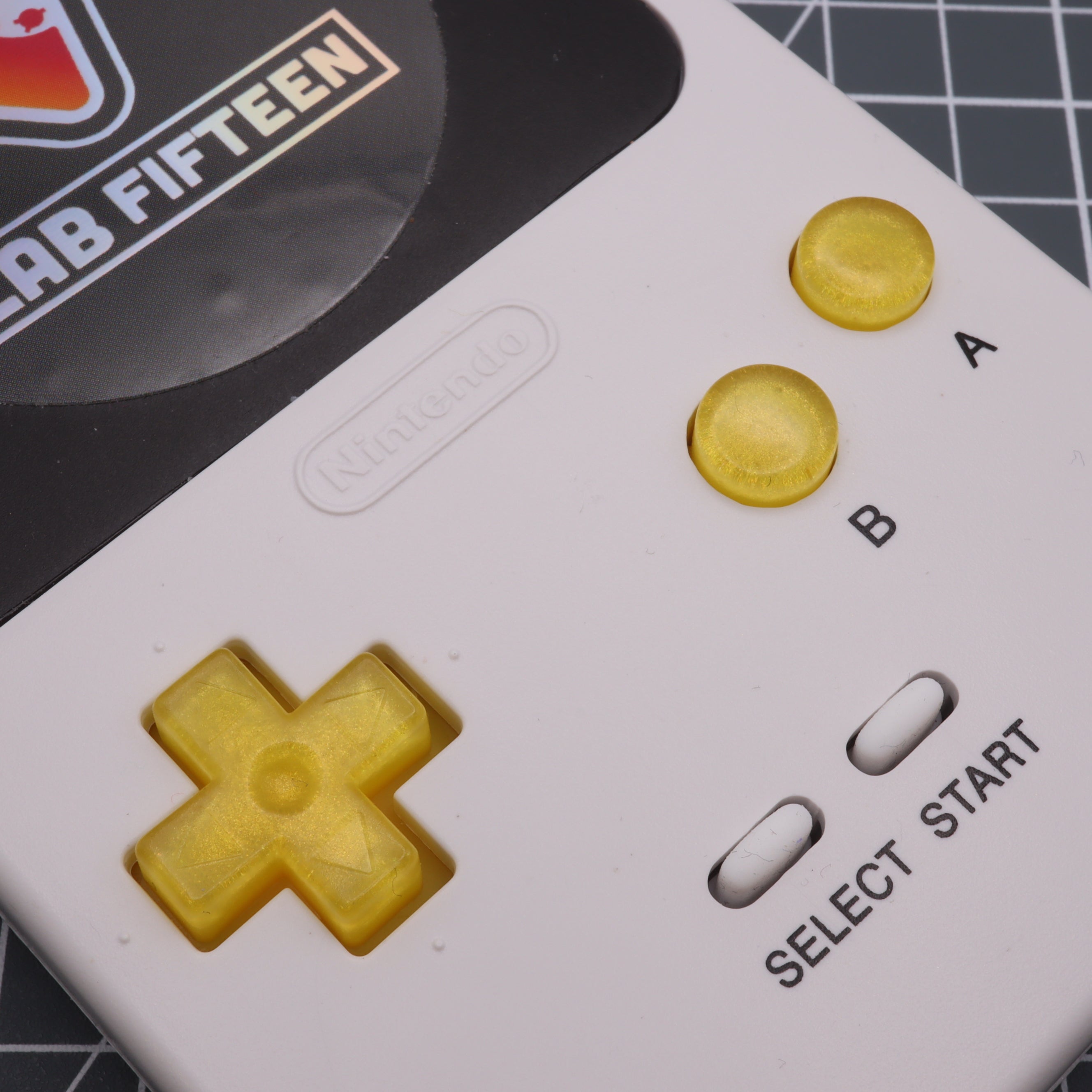 Hand cast custom resin buttons for Nintendo Game Boy Pocket MGB-001 GBP - Lemon Candy | Lab Fifteen Co