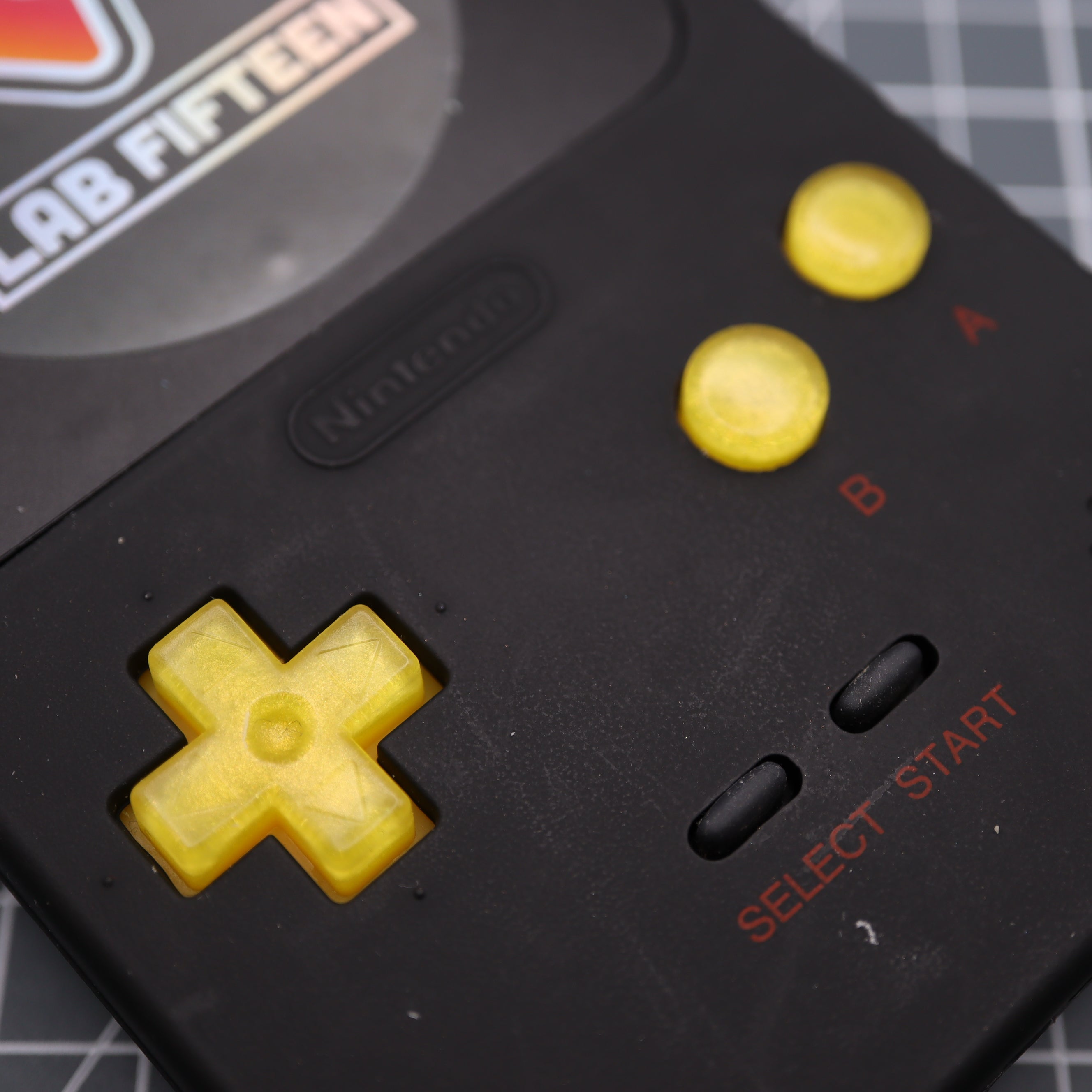 Hand cast custom resin buttons for Nintendo Game Boy Pocket MGB-001 GBP - Lemon Candy | Lab Fifteen Co