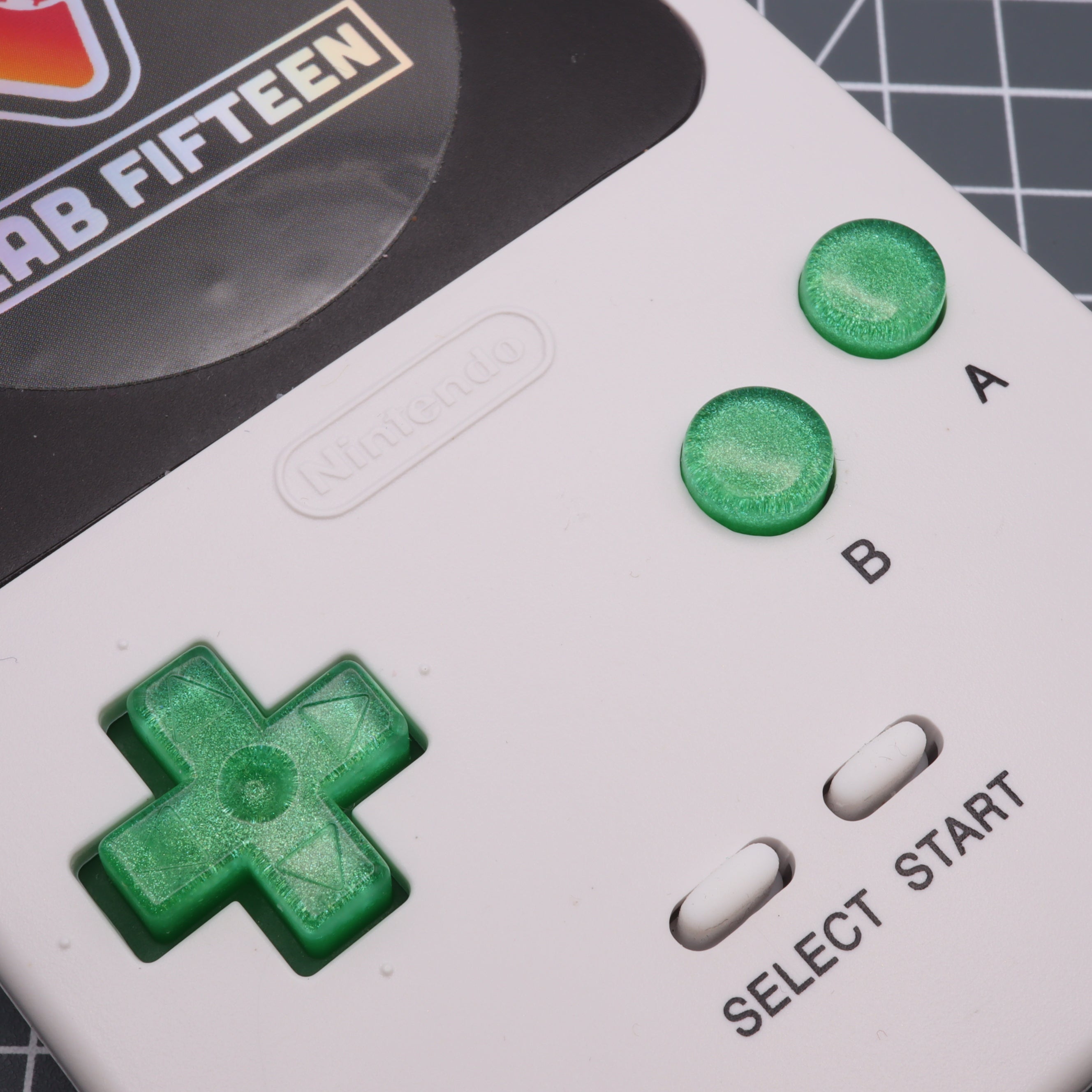 Hand cast custom resin buttons for Nintendo Game Boy Pocket MGB-001 GBP - Lime Candy | Lab Fifteen Co