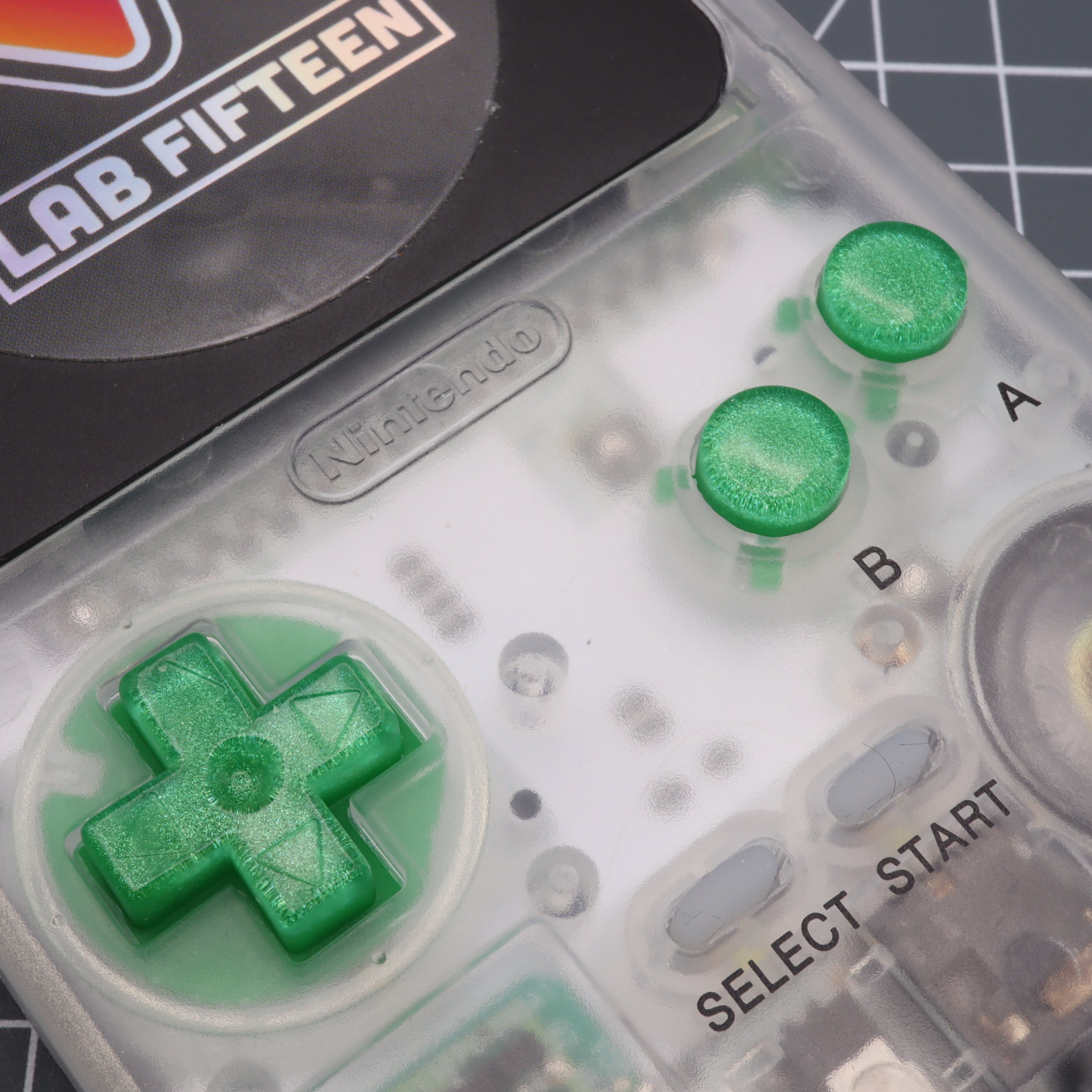 Hand cast custom resin buttons for Nintendo Game Boy Pocket MGB-001 GBP - Lime Candy | Lab Fifteen Co