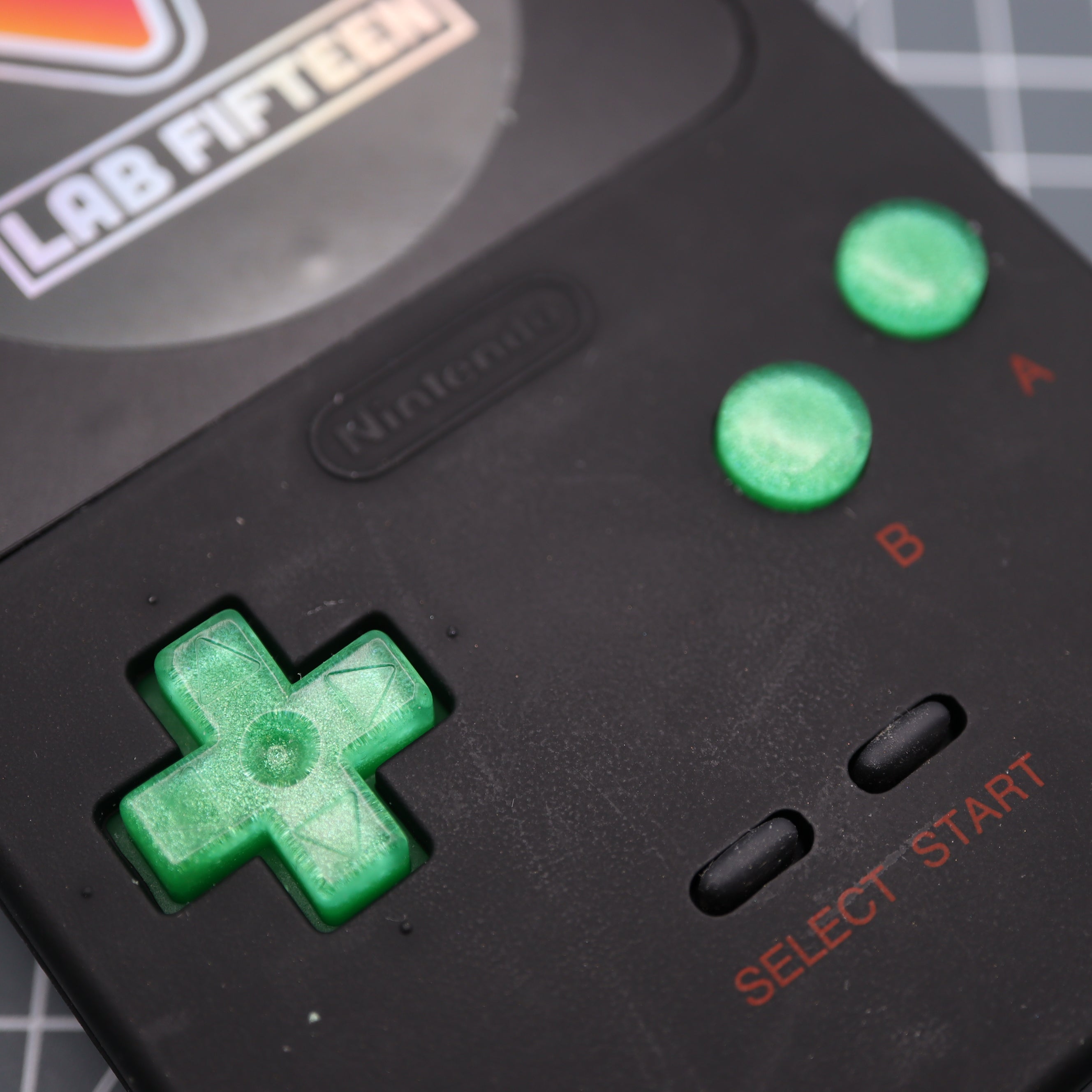 Hand cast custom resin buttons for Nintendo Game Boy Pocket MGB-001 GBP - Lime Candy | Lab Fifteen Co