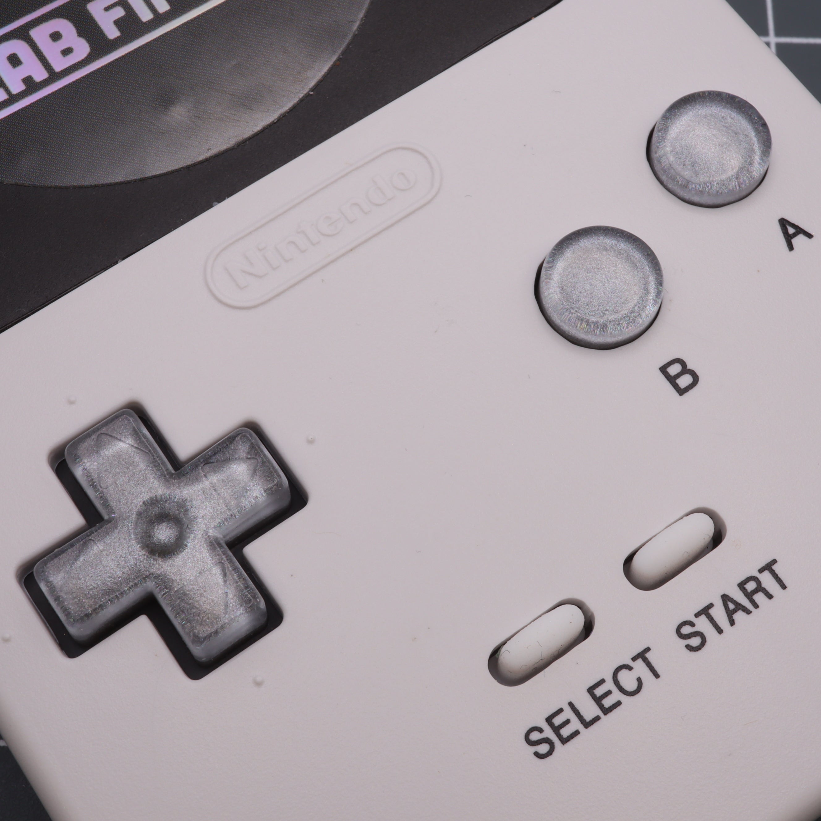 Hand cast custom resin buttons for Nintendo Game Boy Pocket MGB-001 GBP - Metallic silver | Lab Fifteen Co
