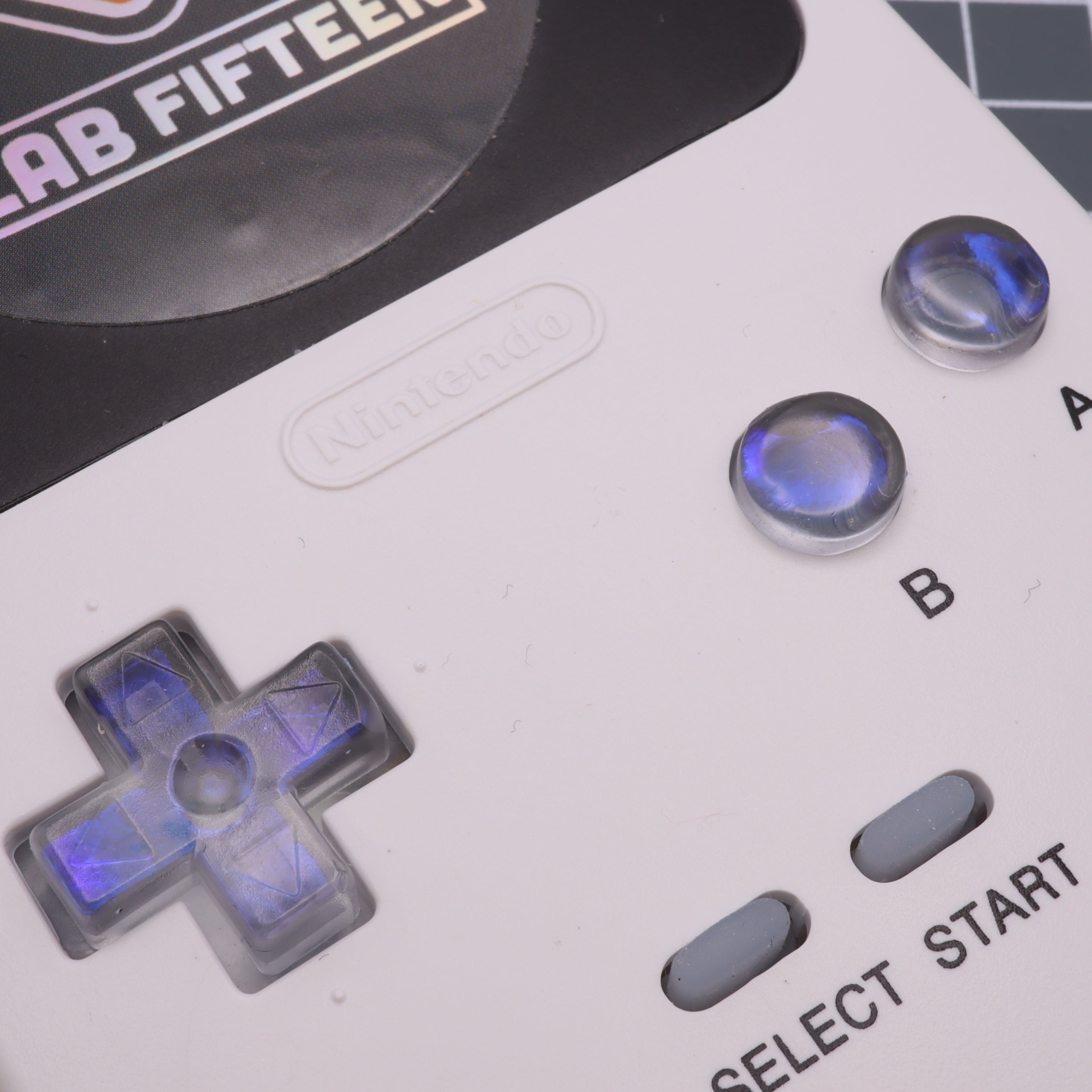 Hand cast custom resin buttons for Nintendo Game Boy Pocket MGB-001 GBP - Midnight opal | Lab Fifteen Co