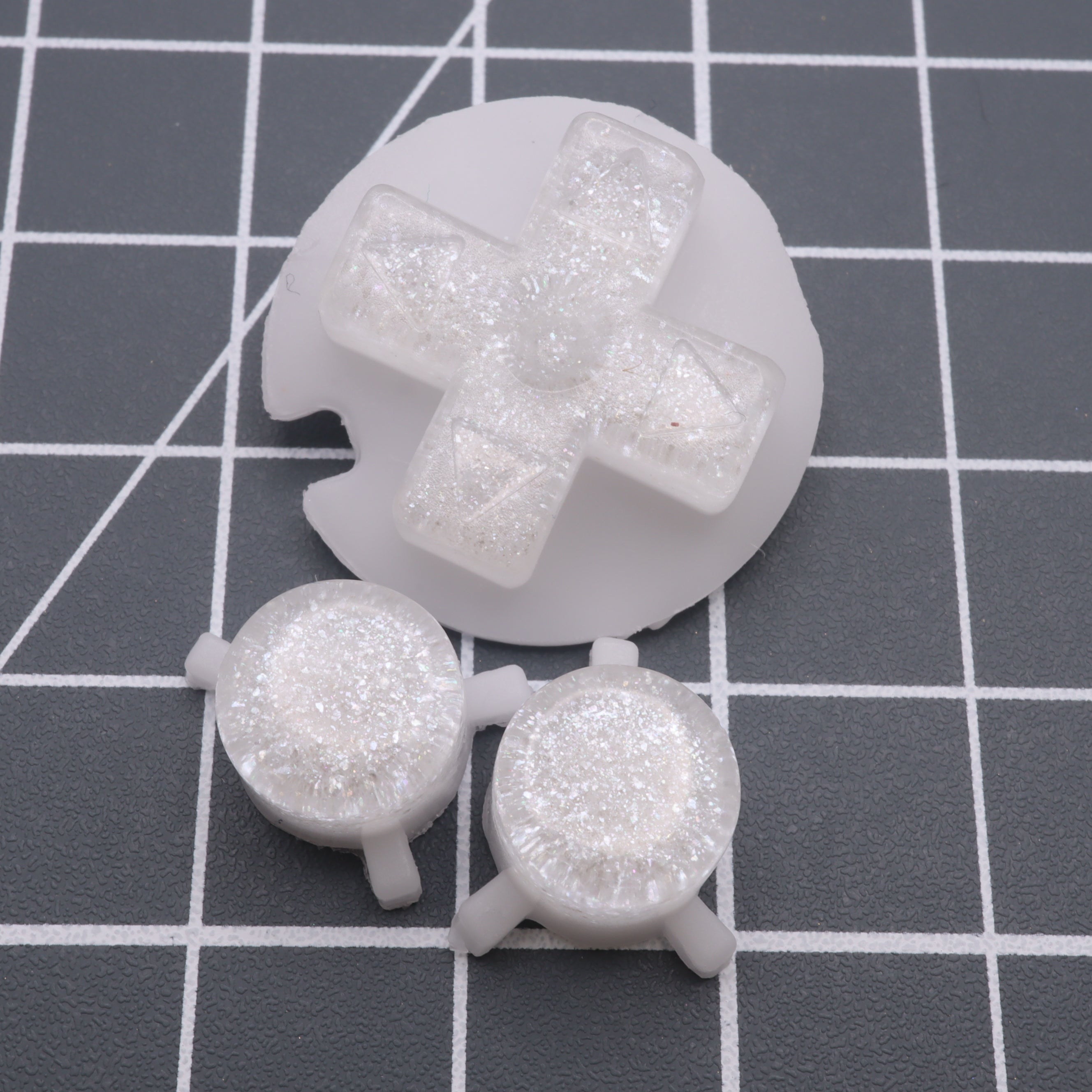 Hand cast custom resin buttons for Nintendo Game Boy Pocket MGB-001 GBP - Pearl white | Lab Fifteen Co