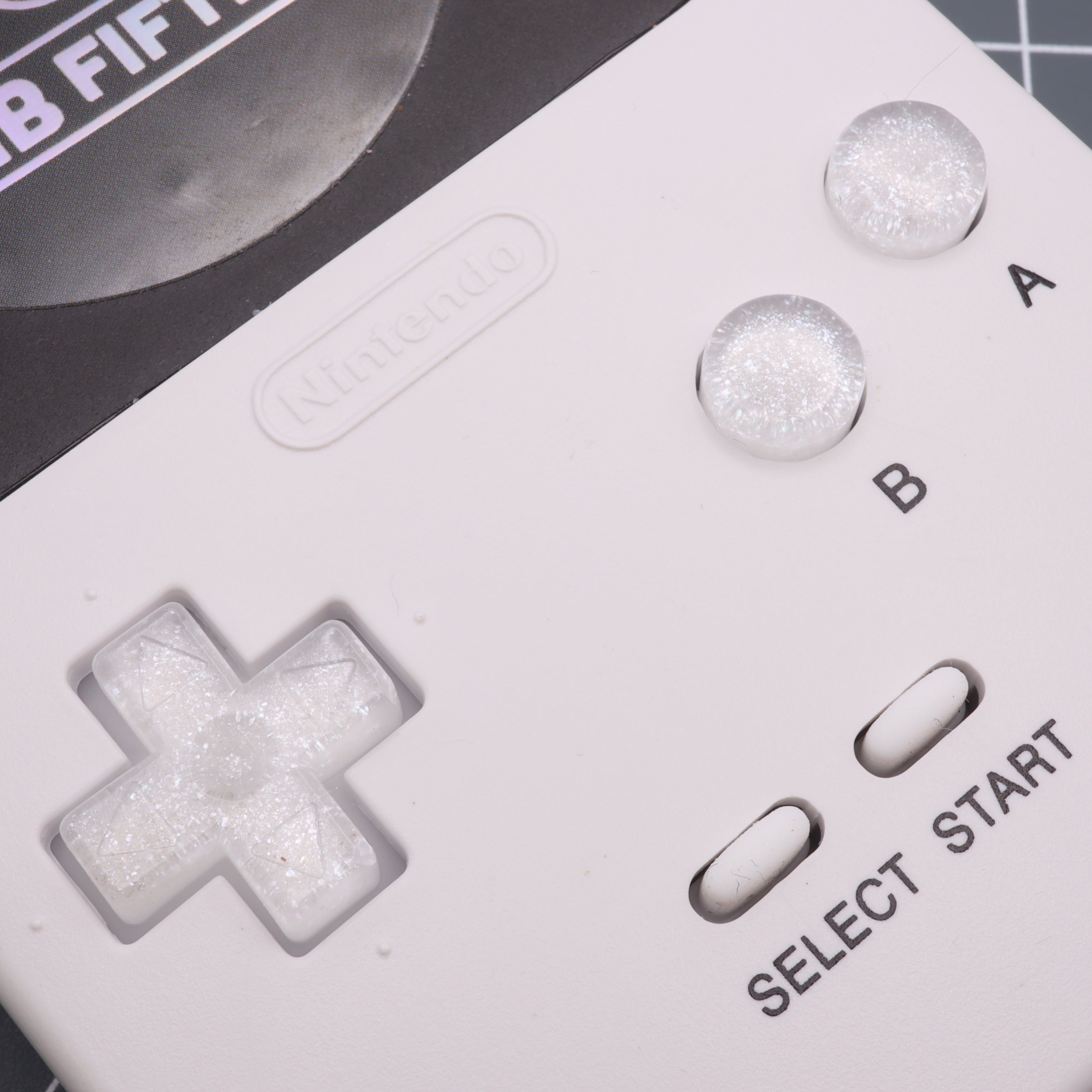 Hand cast custom resin buttons for Nintendo Game Boy Pocket MGB-001 GBP - Pearl white | Lab Fifteen Co