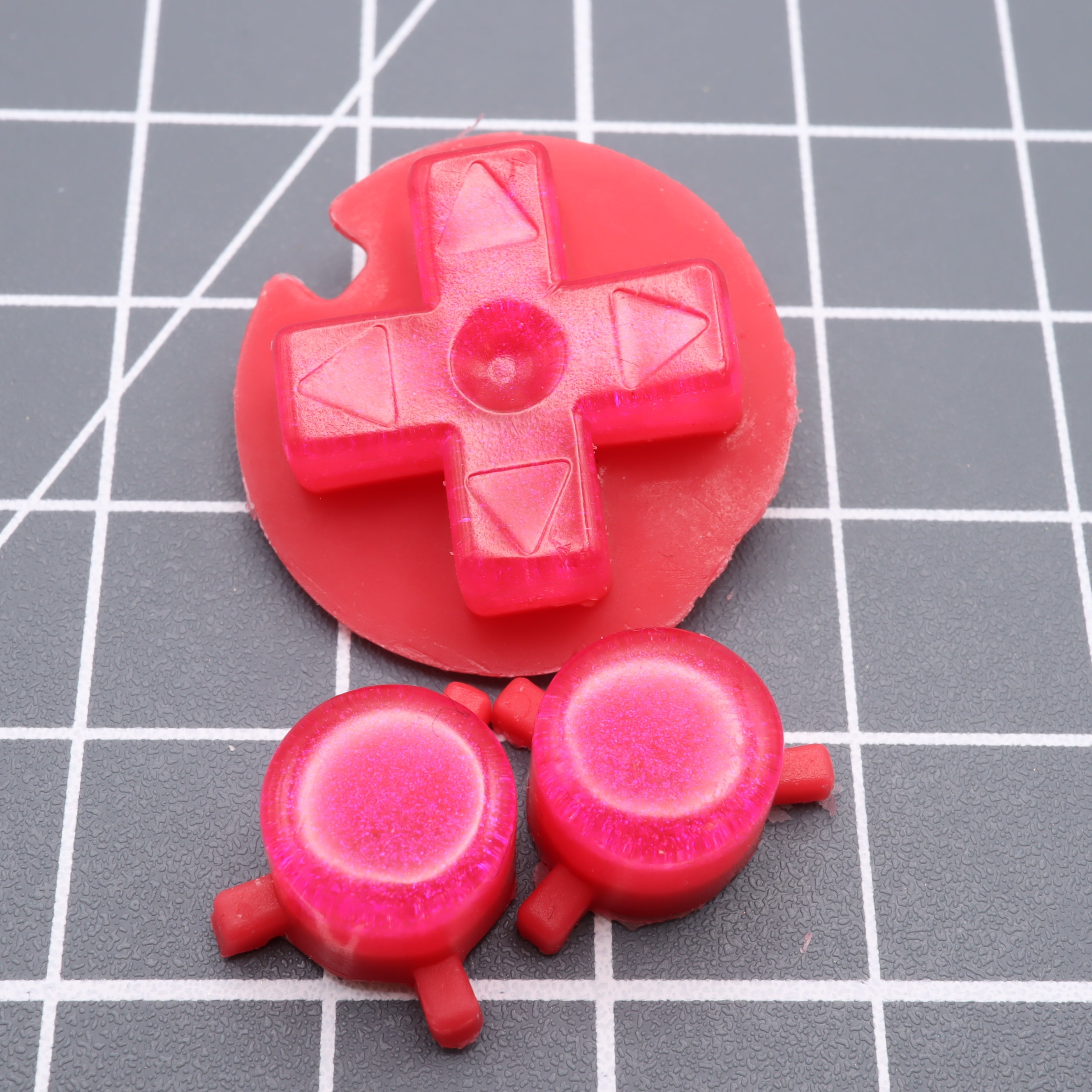 Hand cast custom resin buttons for Nintendo Game Boy Pocket MGB-001 GBP - Raspberry Candy | Lab Fifteen Co