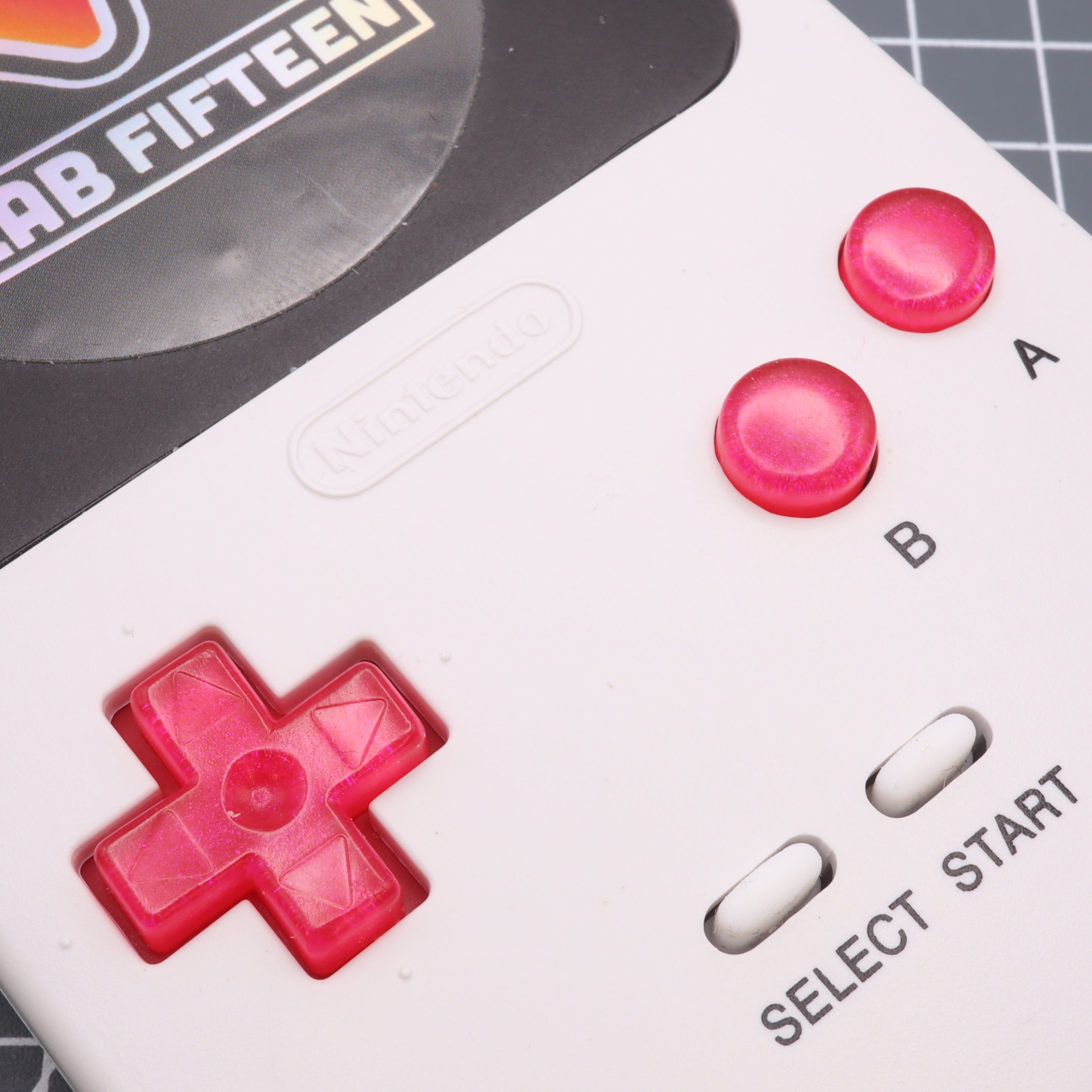 Hand cast custom resin buttons for Nintendo Game Boy Pocket MGB-001 GBP - Raspberry Candy | Lab Fifteen Co