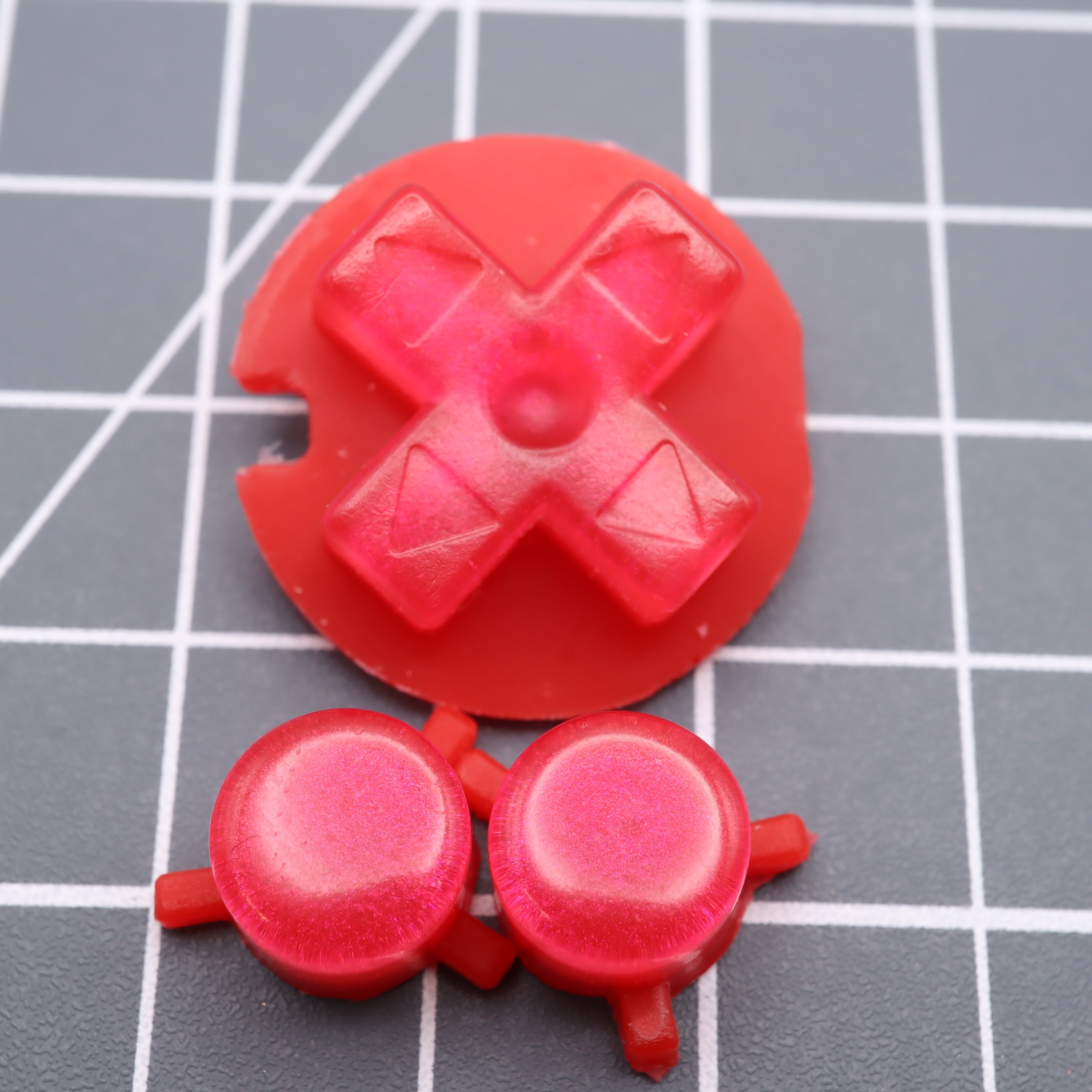 Hand cast custom resin buttons for Nintendo Game Boy Pocket MGB-001 GBP - Strawberry Candy | Lab Fifteen Co