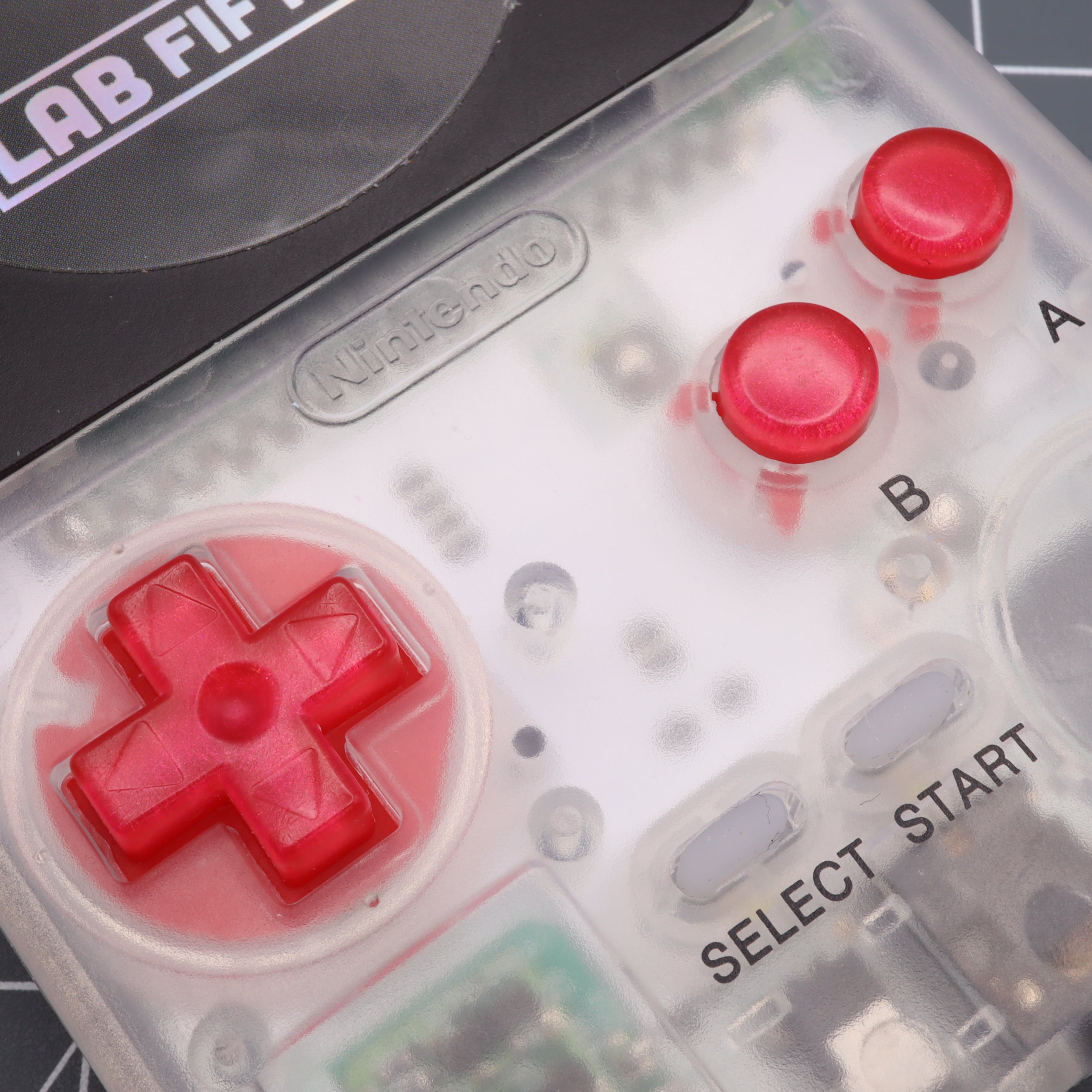 Hand cast custom resin buttons for Nintendo Game Boy Pocket MGB-001 GBP - Strawberry Candy | Lab Fifteen Co