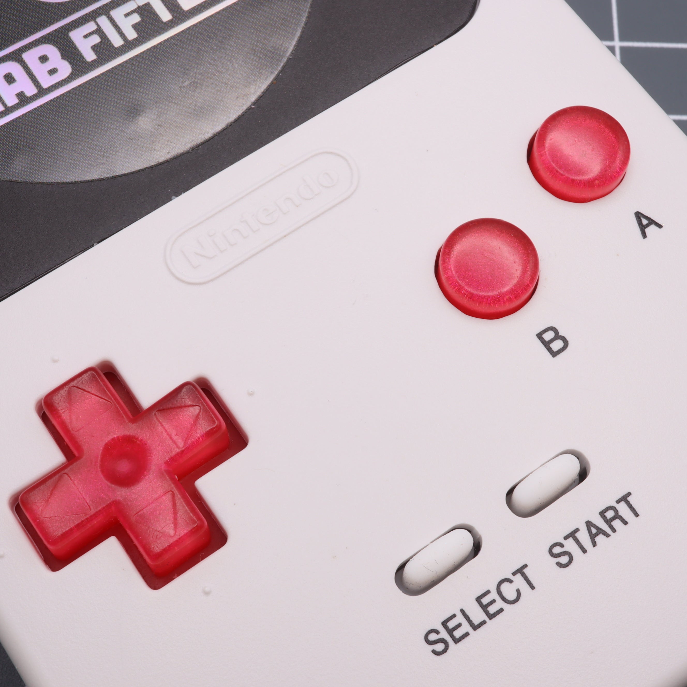 Hand cast custom resin buttons for Nintendo Game Boy Pocket MGB-001 GBP - Strawberry Candy | Lab Fifteen Co