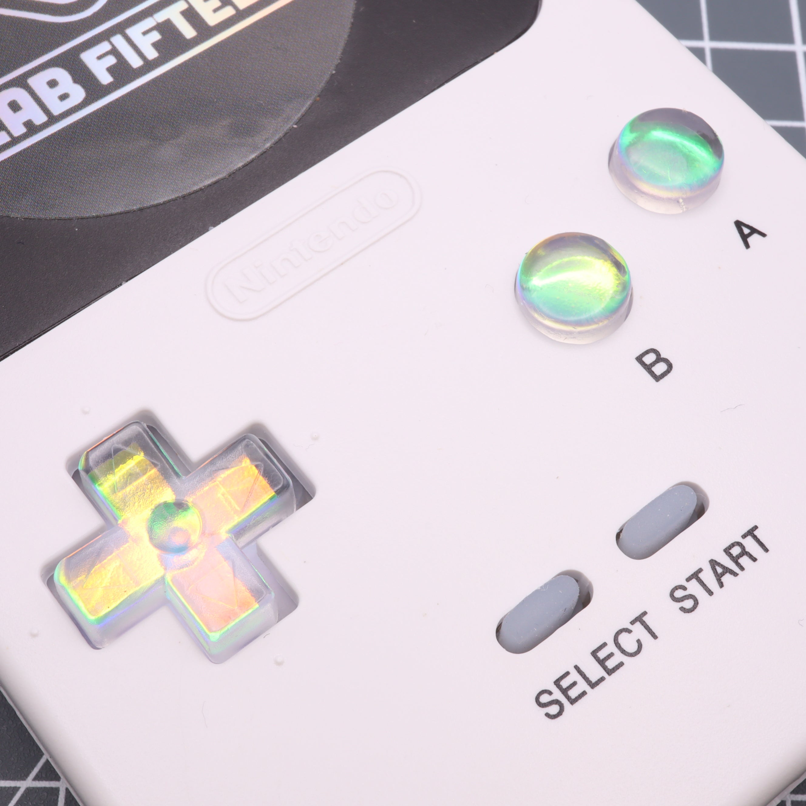 Hand cast custom resin buttons for Nintendo Game Boy Pocket MGB-001 GBP - Sunset opal | Lab Fifteen Co