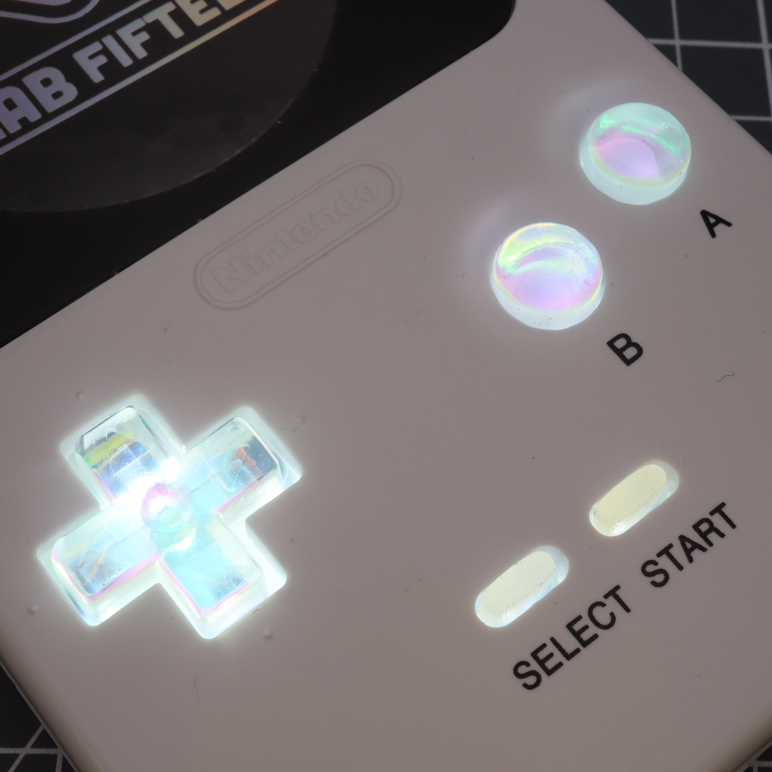Hand cast custom resin buttons for Nintendo Game Boy Pocket MGB-001 GBP - Sunset opal | Lab Fifteen Co
