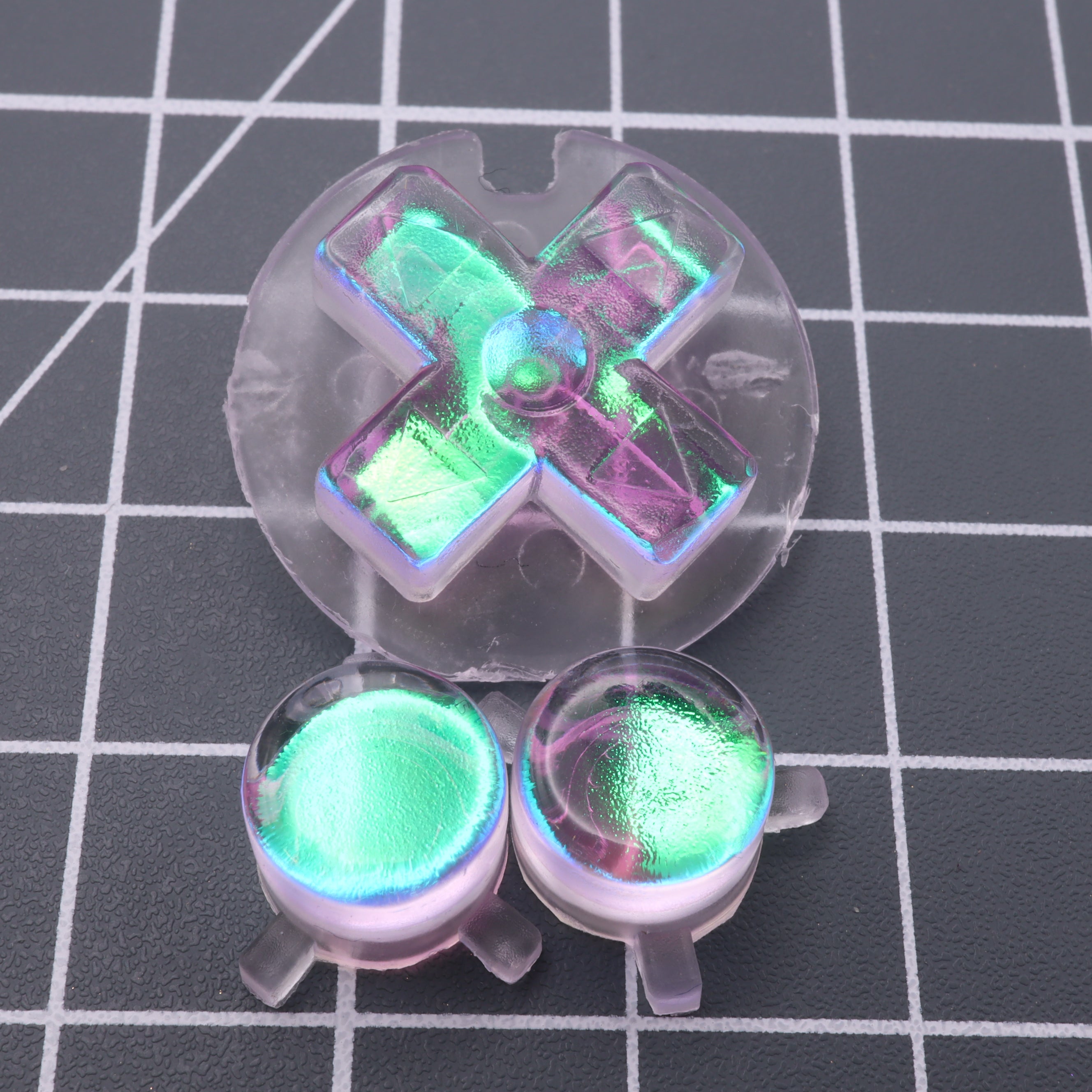 Hand cast custom resin buttons for Nintendo Game Boy Pocket MGB-001 GBP - Cool opal | Lab Fifteen Co