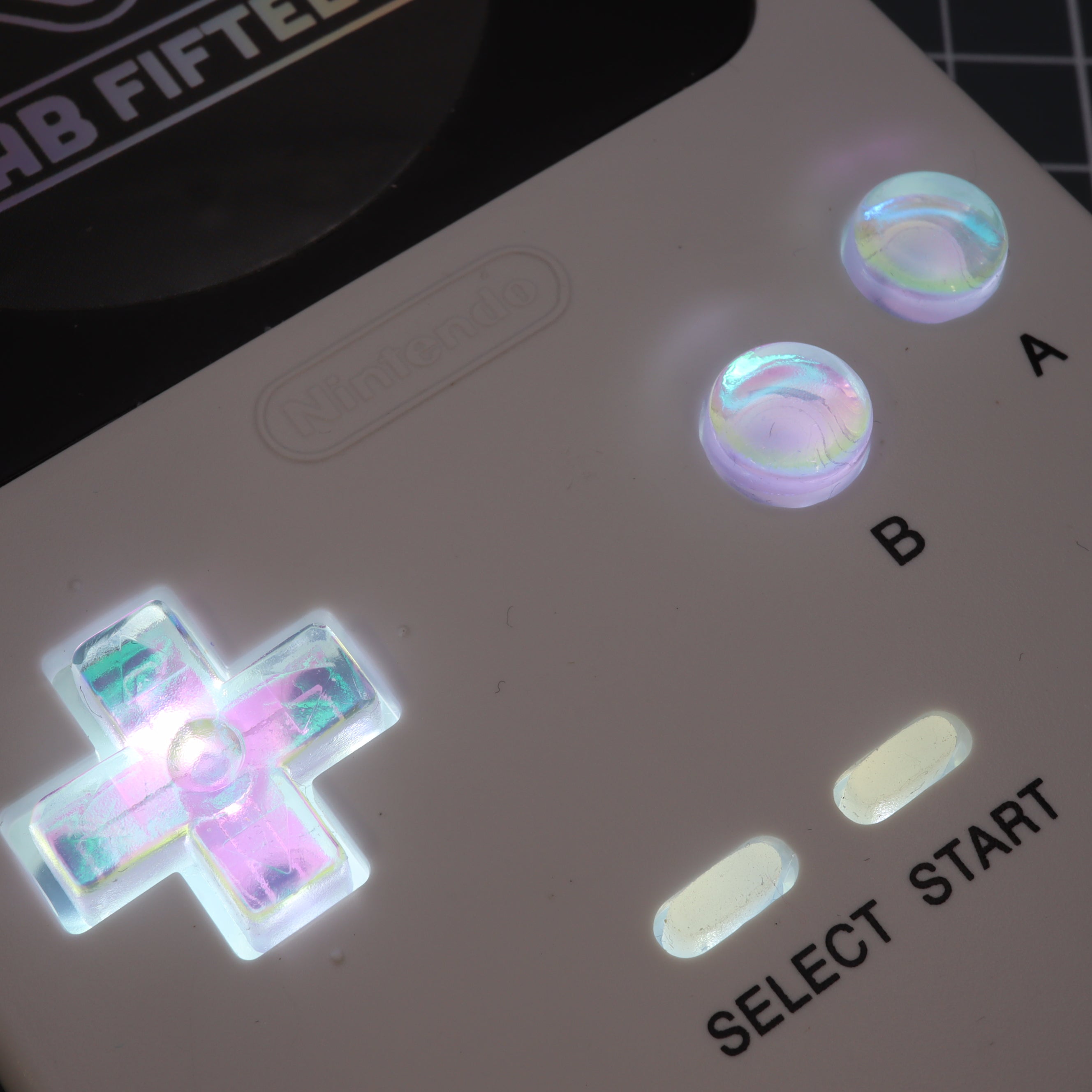 Hand cast custom resin buttons for Nintendo Game Boy Pocket MGB-001 GBP - Cool opal | Lab Fifteen Co