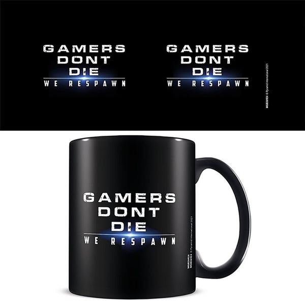 Gamers Don't Die slogan official mug 11oz/315ml black ceramic | Pyramid - 1