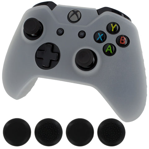 ZedLabz silicone rubber skin grip cover & thumb grip pack for Xbox One controller - semi clear