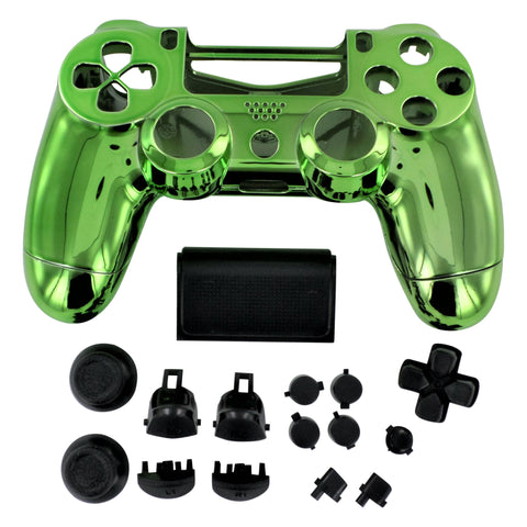 Housing shell for PS4 Slim Pro controller ZCT2 JDM-040 complete replacement - Chrome Green & Black | ZedLabz