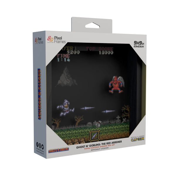 Ghost N' Goblins: The red arremer scene video game (1985) shadow box art officially licensed 9x9 inch (23x23cm) | Pixel Frames