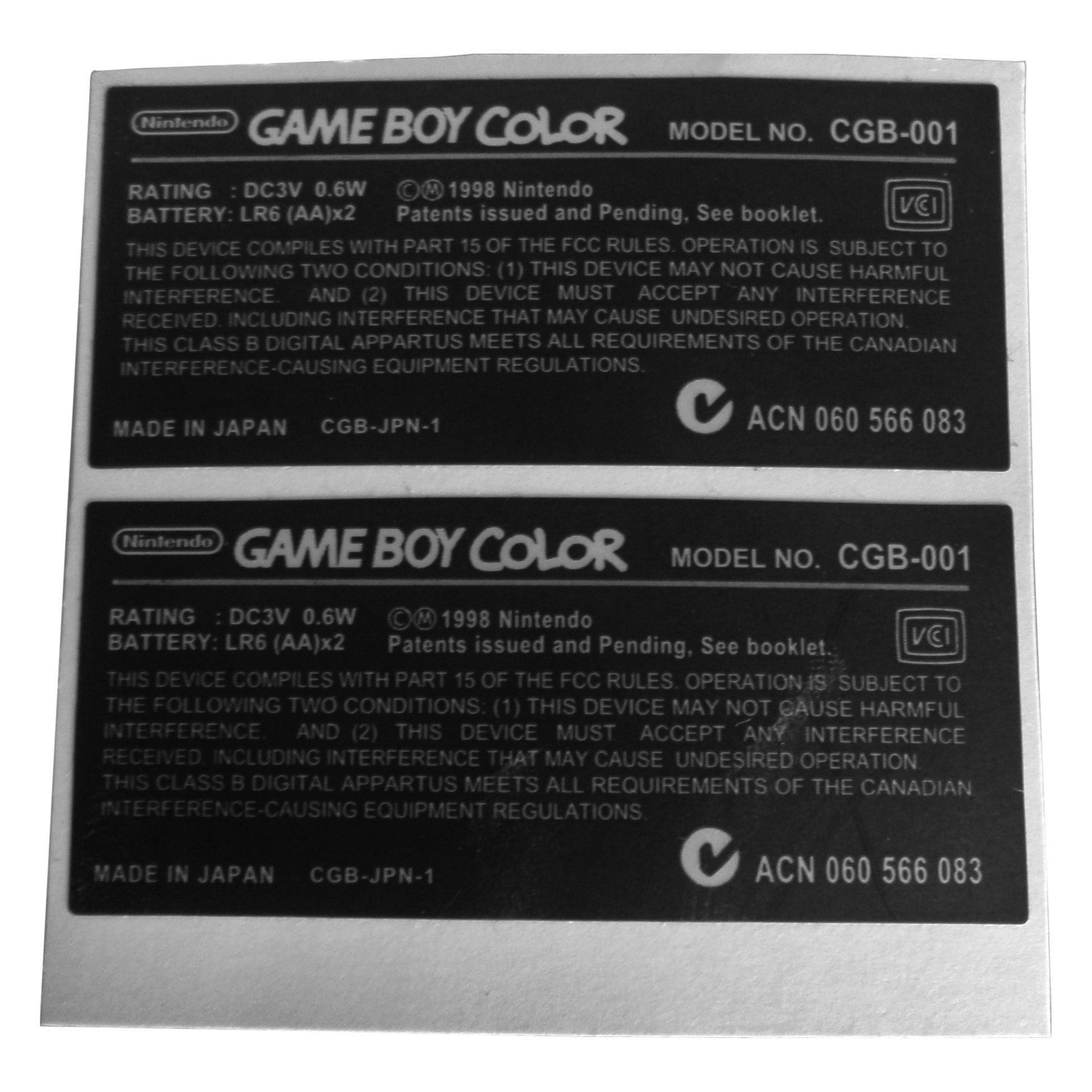 Sticker for Game Boy Color Nintendo reproduction model label - Black | ZedLabz