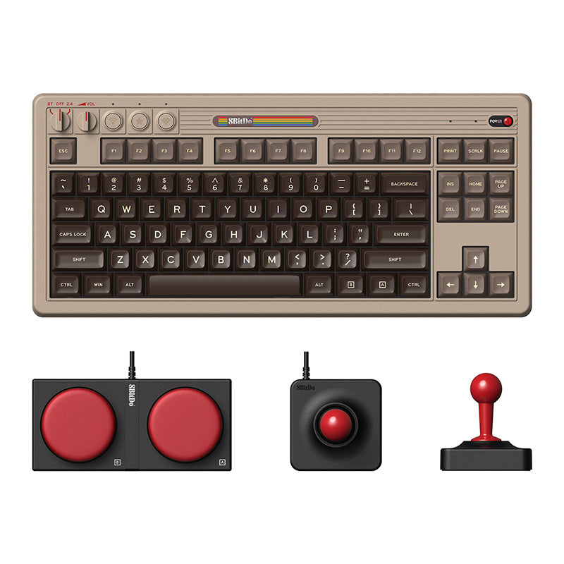 Retro Mechanical Keyboard Bluetooth, 2.4G & wired for Windows & Android - UK ISO layout - C64 Edition | 8BitDo