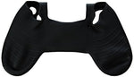 Protective cover for Sony PS4 controller silicone rubber skin grip with ribbed handle - Black | ZedLabz