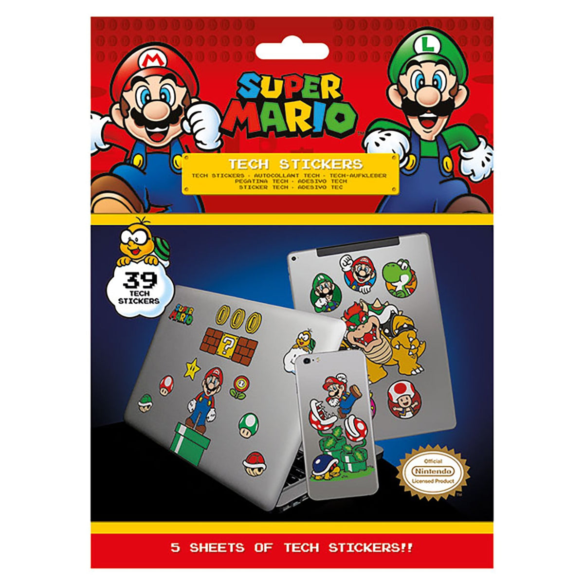Super Mario Mushroom Kingdom tech sticker set for laptops consoles accessories | Pyramid