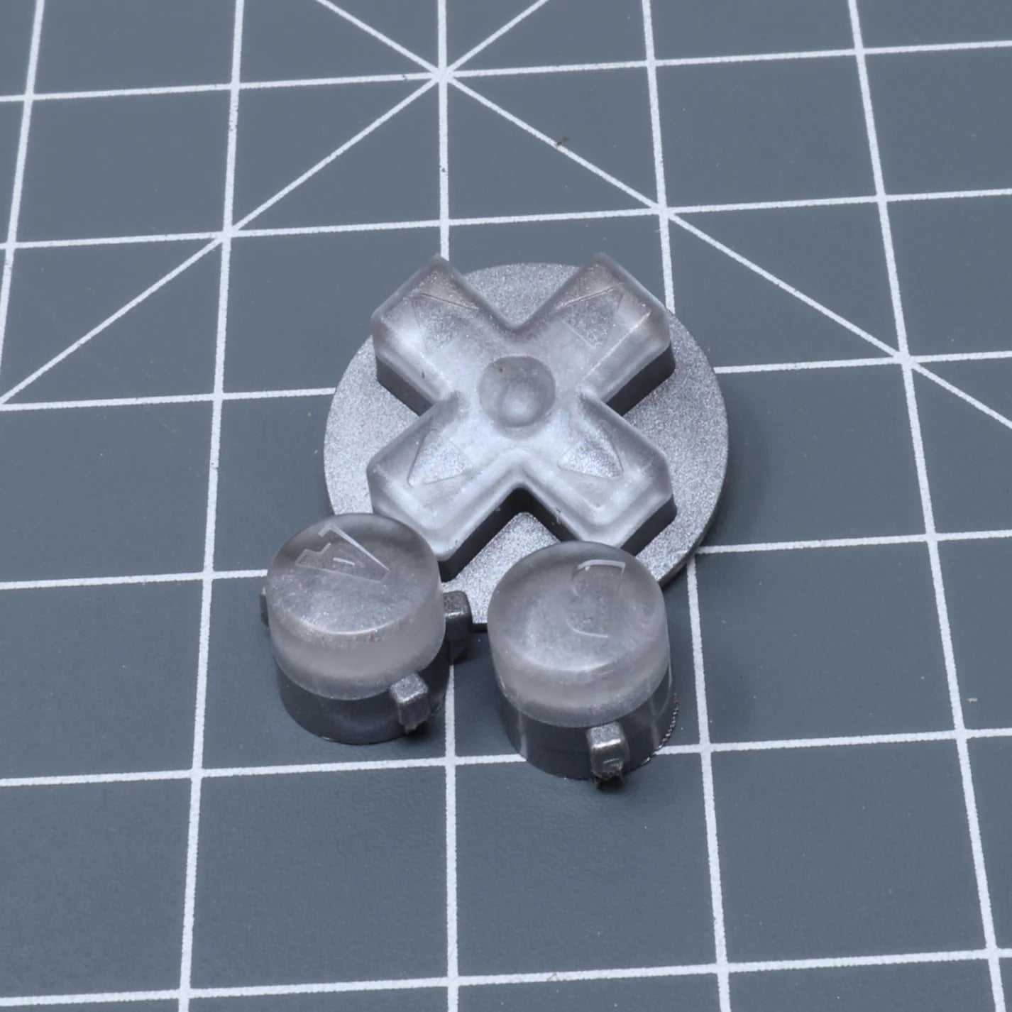 Hand cast custom resin buttons for Nintendo Game Boy Advance - Metallic Silver [GBA AGB] | Lab Fifteen Co - 1