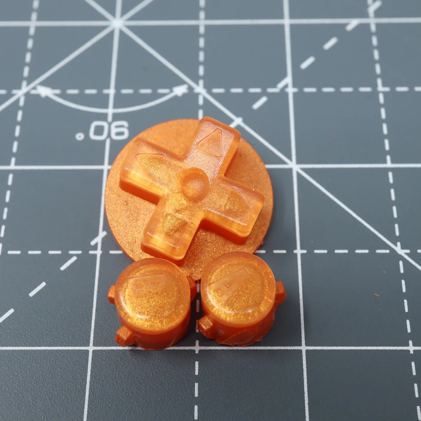 Custom resin buttons for Game Boy Advance - Orange Candy | Lab Fifteen Co