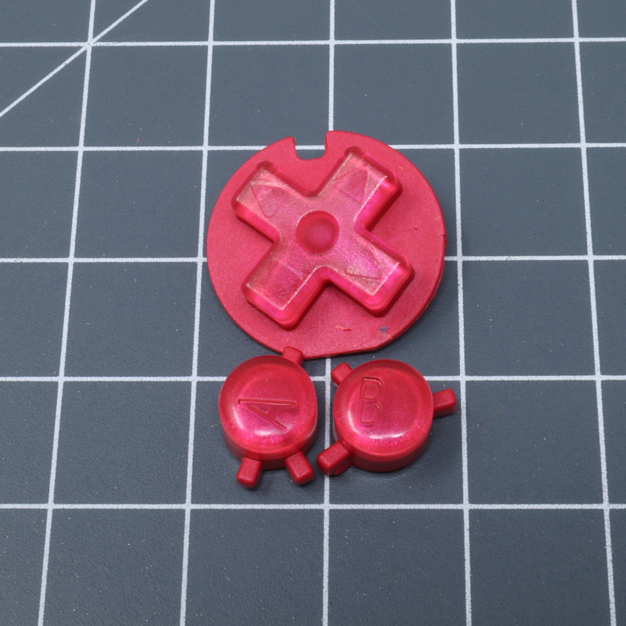 Hand cast custom resin buttons for Nintendo Game Boy Color - Candy Strawberry | Lab Fifteen Co - 1