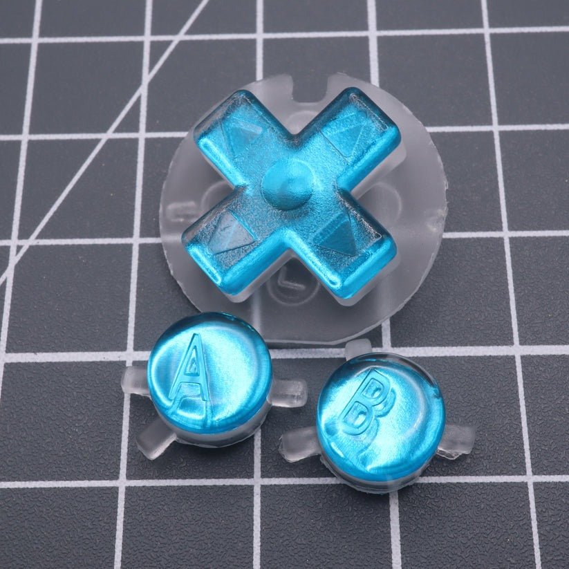 Custom resin buttons for Game Boy Color - Chrome blue | Lab Fifteen Co