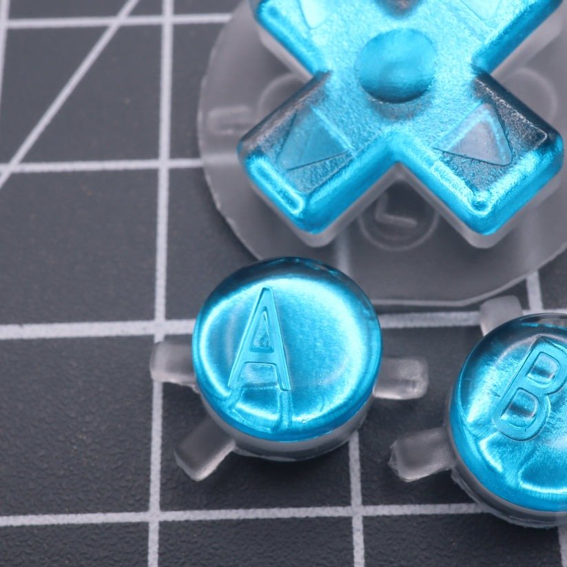 Hand cast custom resin buttons for Nintendo Game Boy Color (GBC CGB) - Chrome blue | Lab Fifteen Co - 6