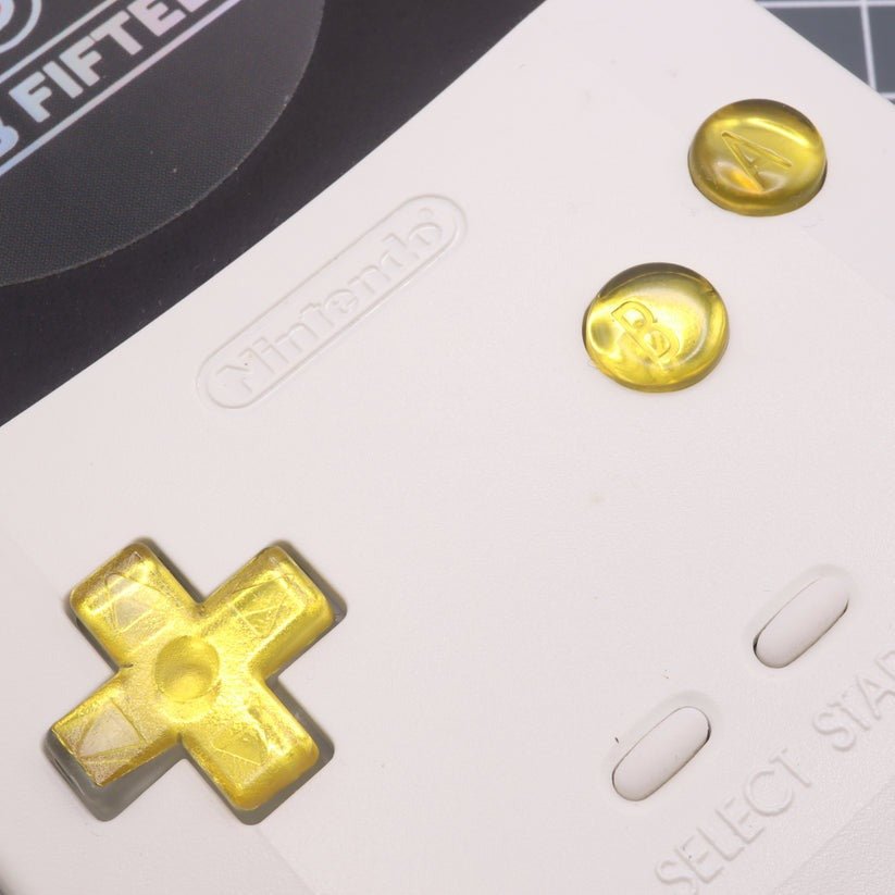 Hand cast custom resin buttons for Nintendo Game Boy Color (GBC CGB) - Chrome gold | Lab Fifteen Co - 3