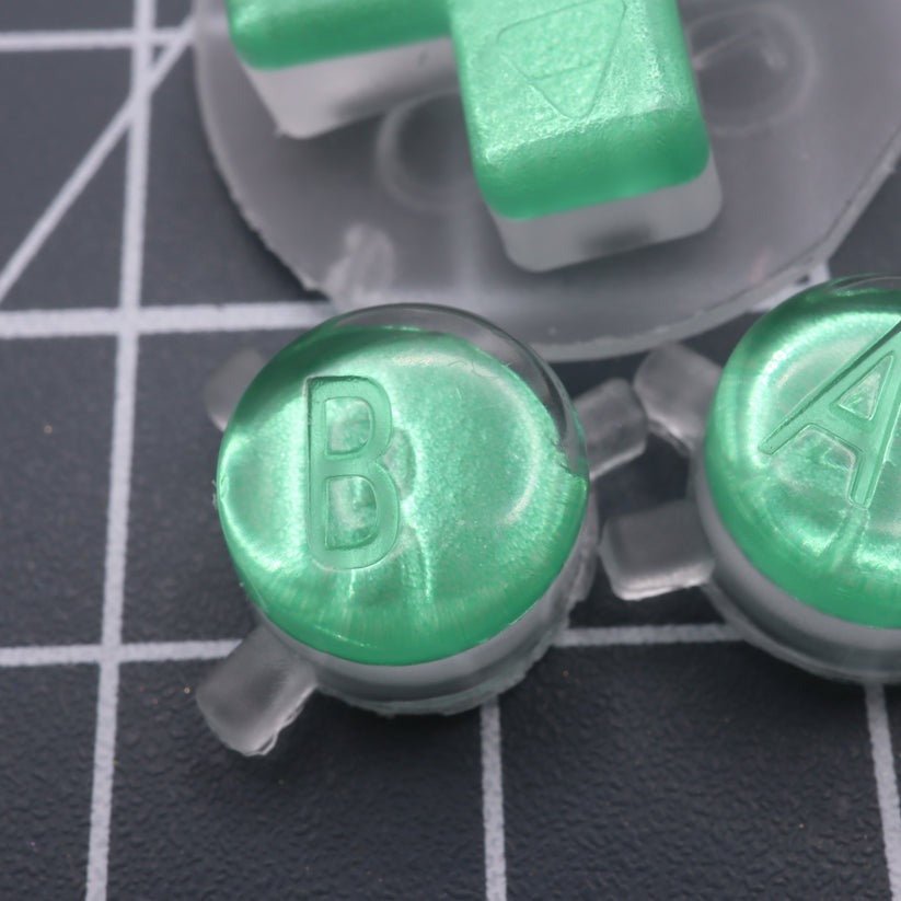 Hand cast custom resin buttons for Nintendo Game Boy Color (GBC CGB) - Chrome Green | Lab Fifteen Co - 7