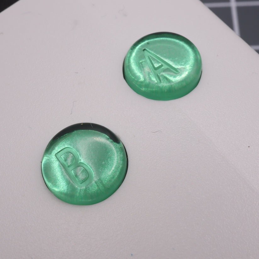 Hand cast custom resin buttons for Nintendo Game Boy Color (GBC CGB) - Chrome Green | Lab Fifteen Co - 6