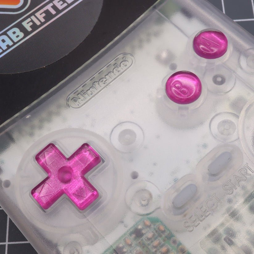 Hand cast custom resin buttons for Nintendo Game Boy Color (GBC CGB) - Chrome pink | Lab Fifteen Co - 3