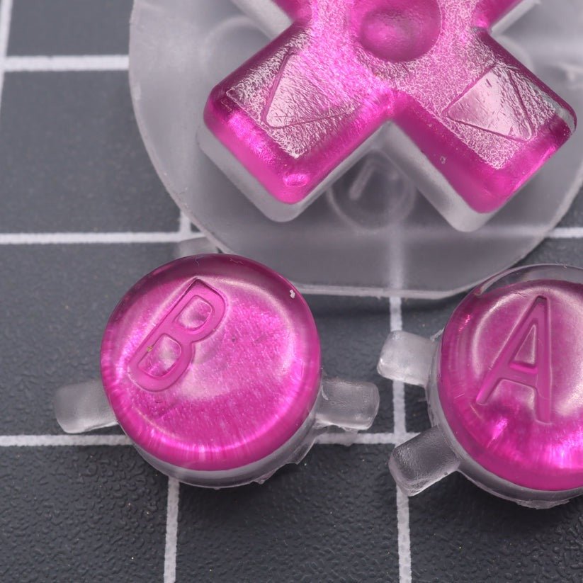 Hand cast custom resin buttons for Nintendo Game Boy Color (GBC CGB) - Chrome pink | Lab Fifteen Co - 7