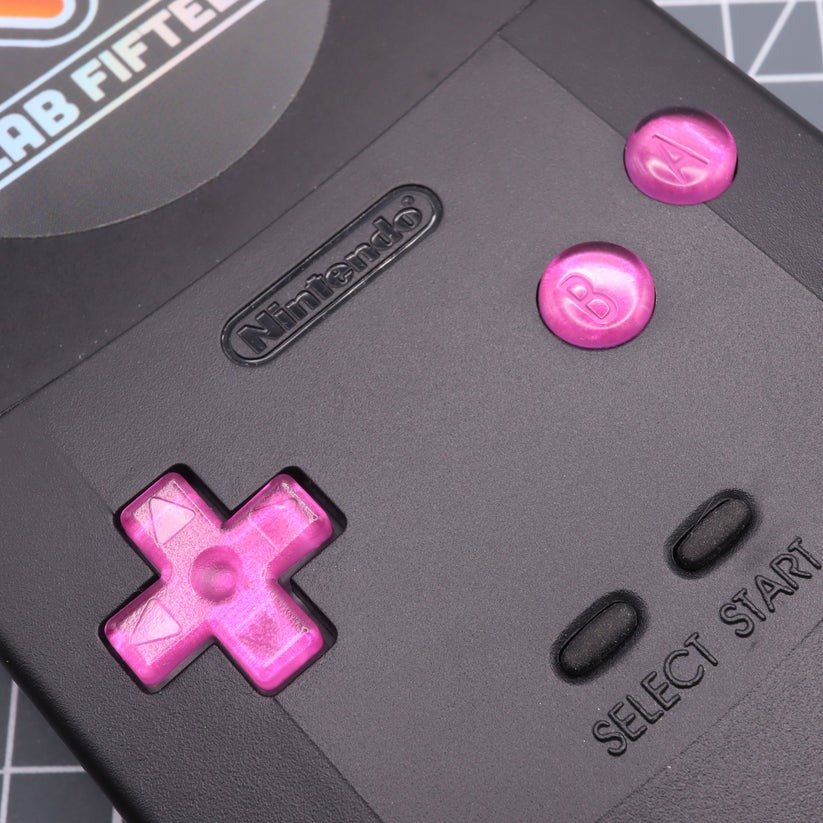 Hand cast custom resin buttons for Nintendo Game Boy Color (GBC CGB) - Chrome pink | Lab Fifteen Co - 4