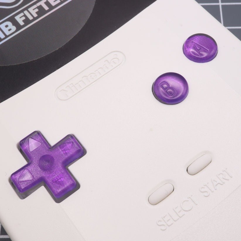 Hand cast custom resin buttons for Nintendo Game Boy Color (GBC CGB) - Chrome purple | Lab Fifteen Co - 3