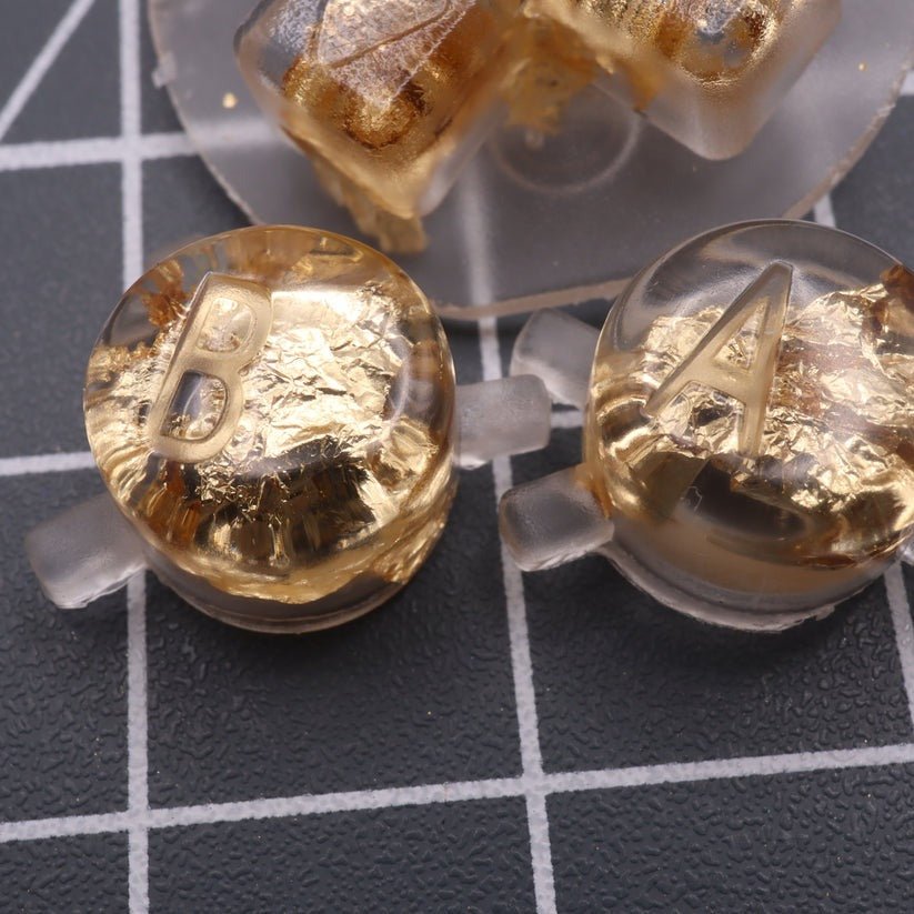 Hand cast custom resin buttons for Nintendo Game Boy Color (GBC CGB) - Gold flake | Lab Fifteen Co - 7