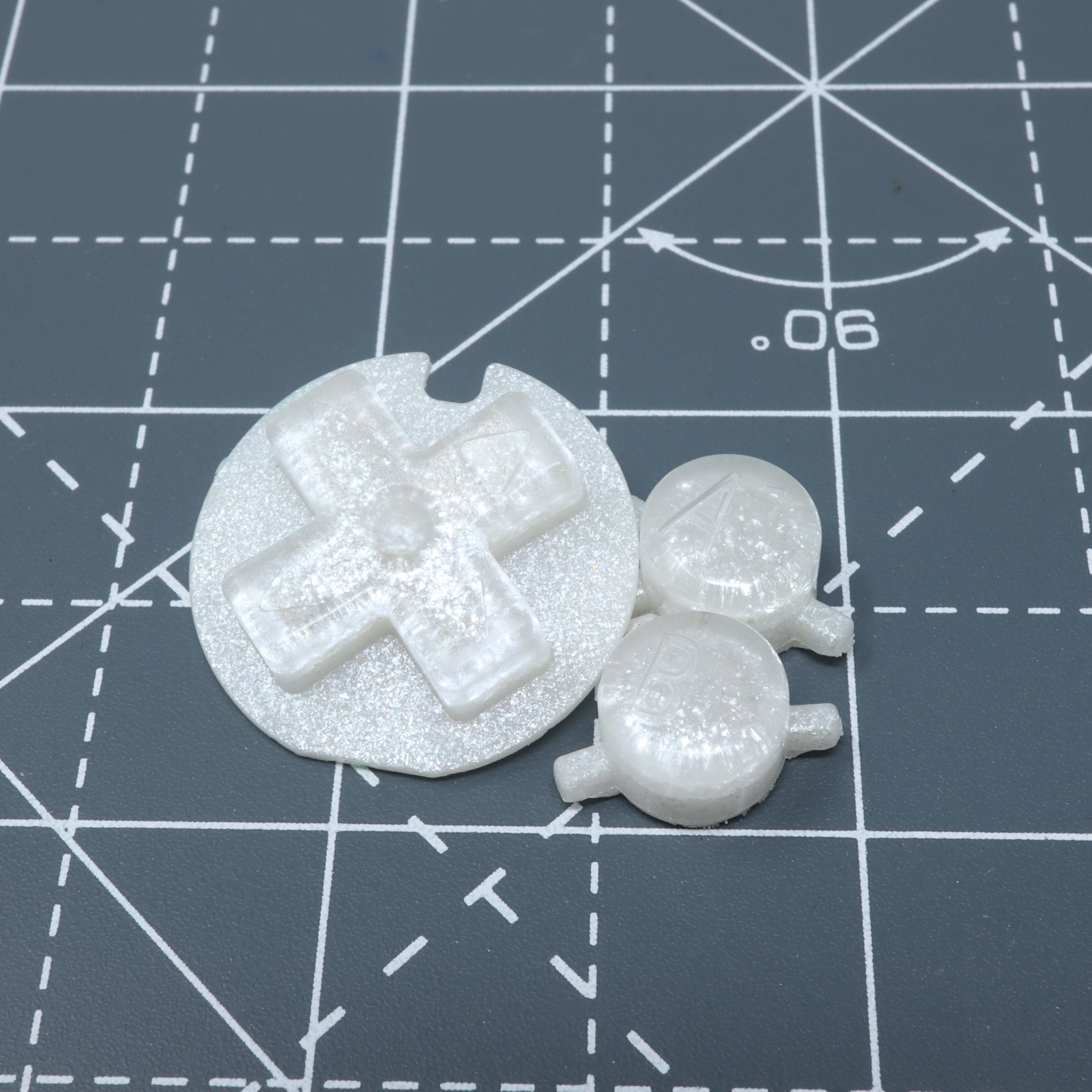 Hand cast custom resin buttons for Nintendo Game Boy Color - Pearl White | Lab Fifteen Co - 1