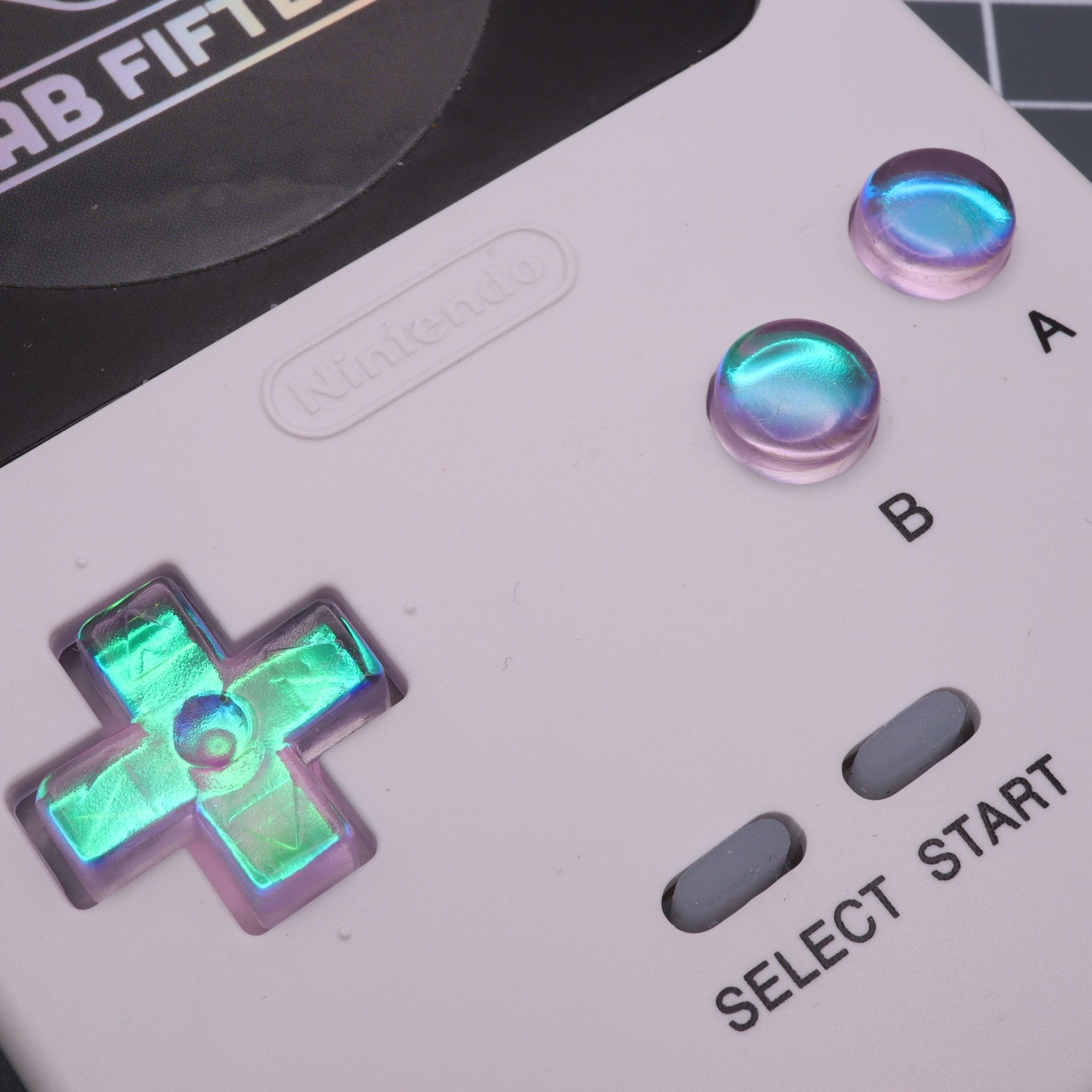 Hand cast custom resin buttons for Nintendo Game Boy Pocket MGB-001 GBP - Cool opal | Lab Fifteen Co - 3