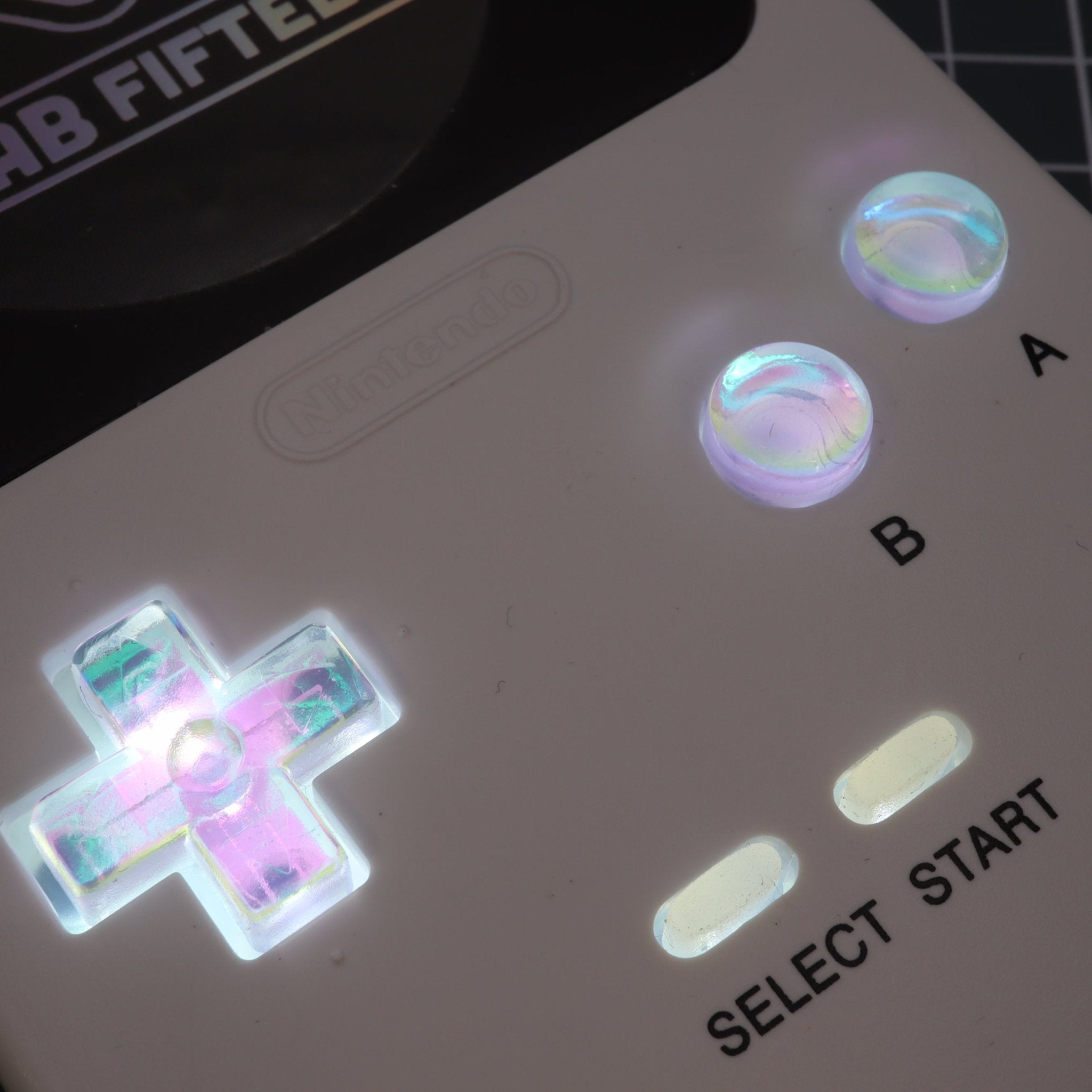 Hand cast custom resin buttons for Nintendo Game Boy Pocket MGB-001 GBP - Cool opal | Lab Fifteen Co - 4