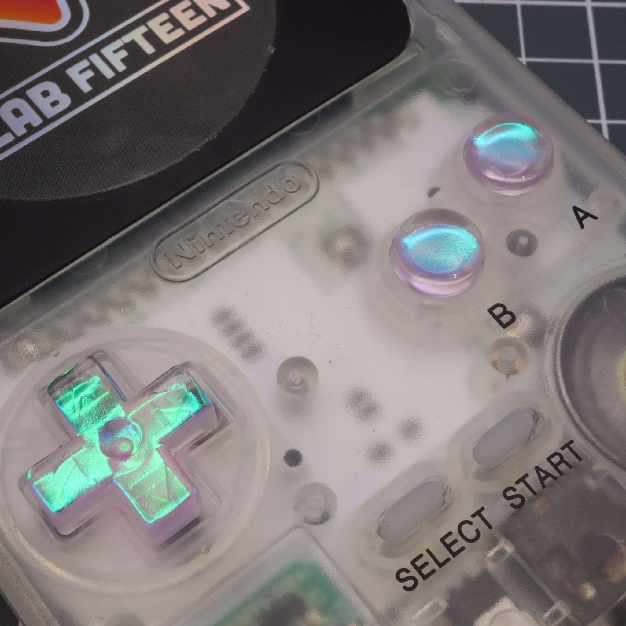 Hand cast custom resin buttons for Nintendo Game Boy Pocket MGB-001 GBP - Cool opal | Lab Fifteen Co - 5