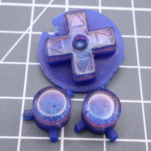 Hand cast custom resin buttons for Nintendo Game Boy Pocket MGB-001 GBP - Cosmic blue | Lab Fifteen Co - 1
