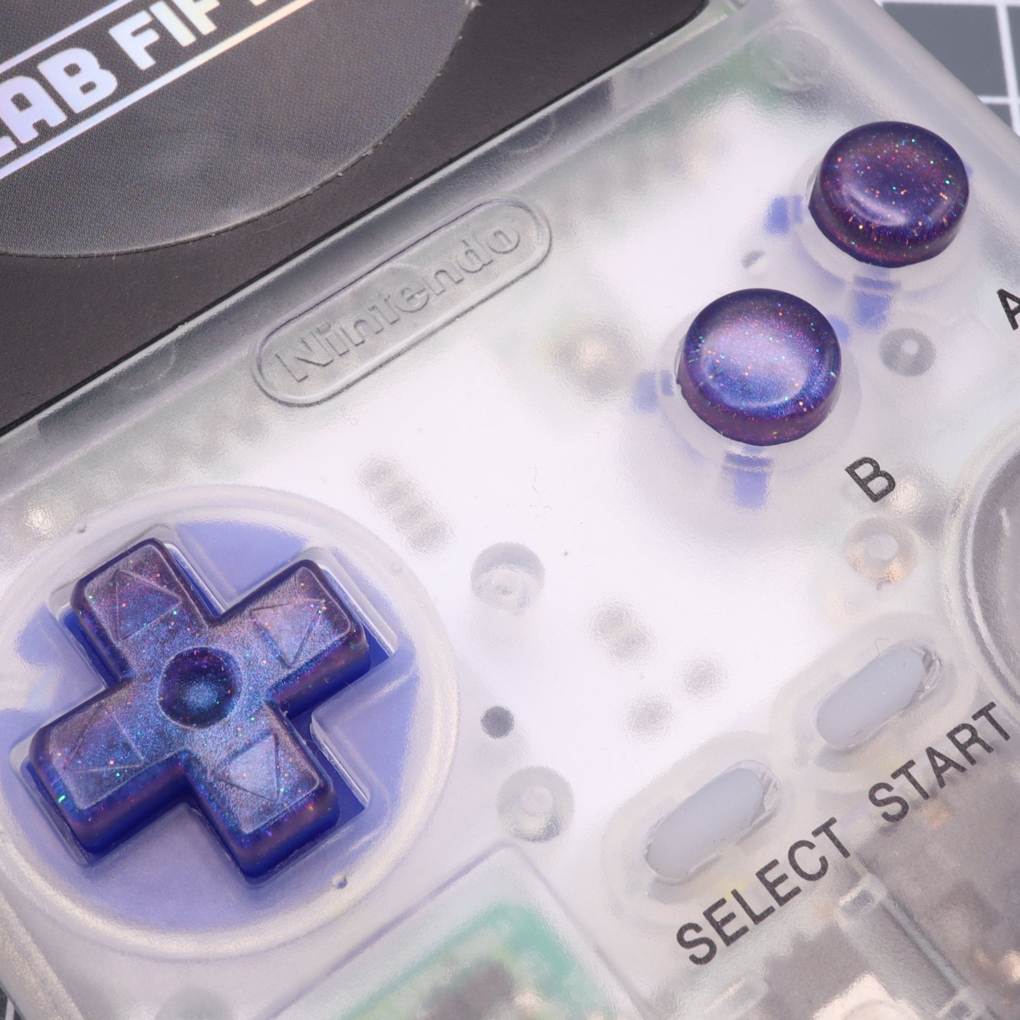 Hand cast custom resin buttons for Nintendo Game Boy Pocket MGB-001 GBP - Cosmic blue | Lab Fifteen Co - 5