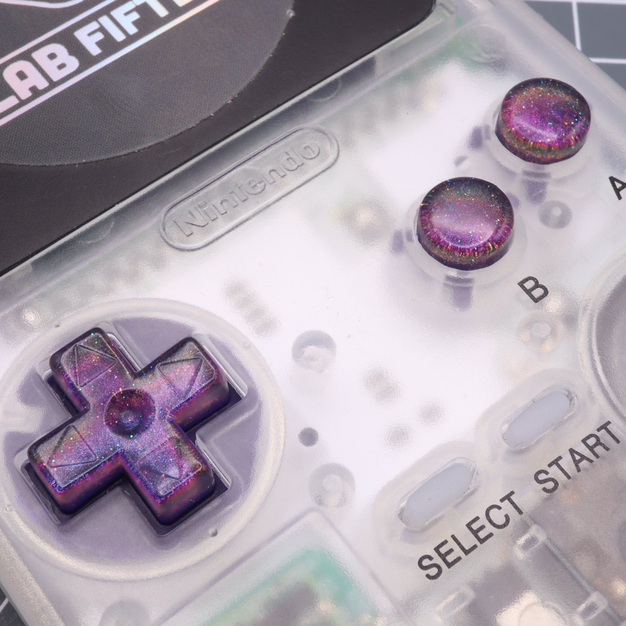 Hand cast custom resin buttons for Nintendo Game Boy Pocket MGB-001 GBP - Cosmic purple | Lab Fifteen Co - 3