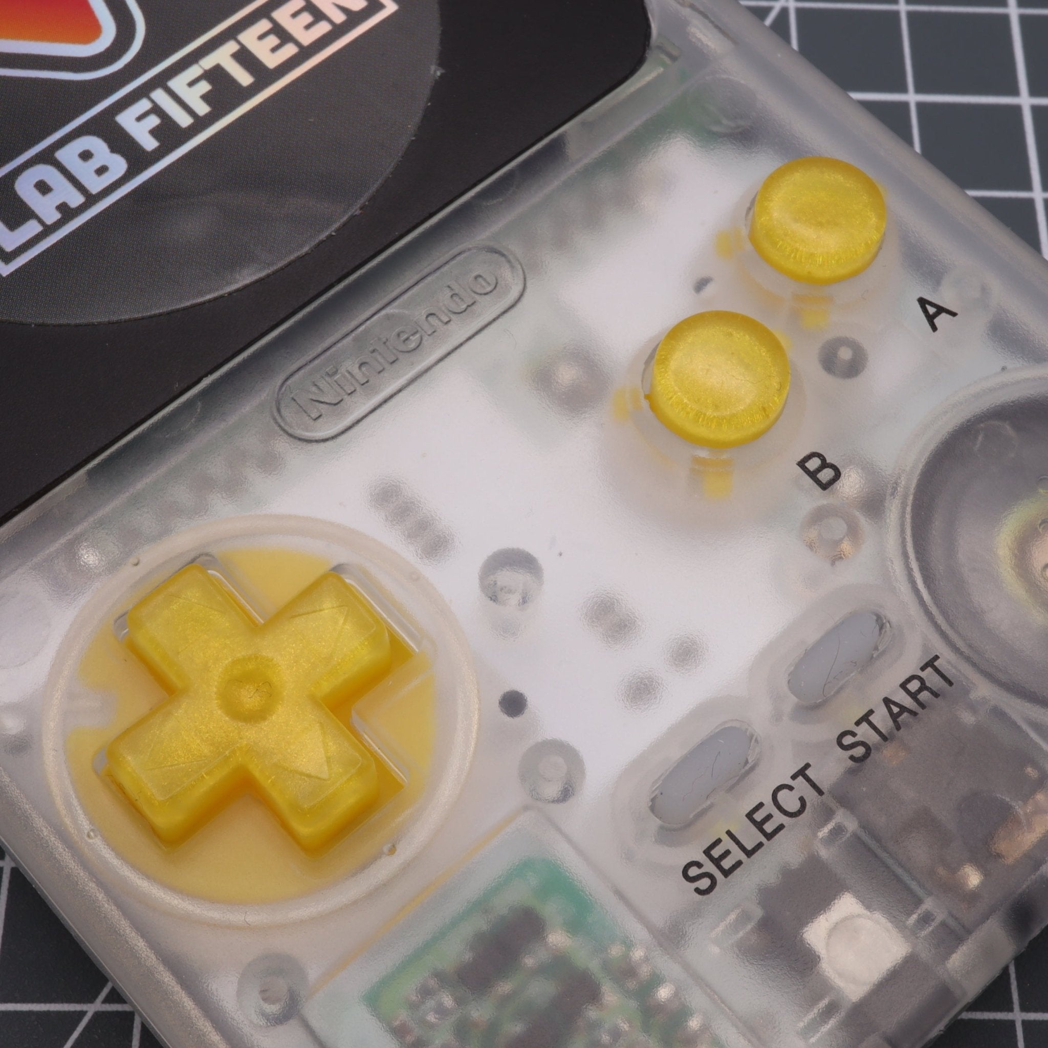 Hand cast custom resin buttons for Nintendo Game Boy Pocket MGB-001 GBP - Lemon Candy | Lab Fifteen Co - 3