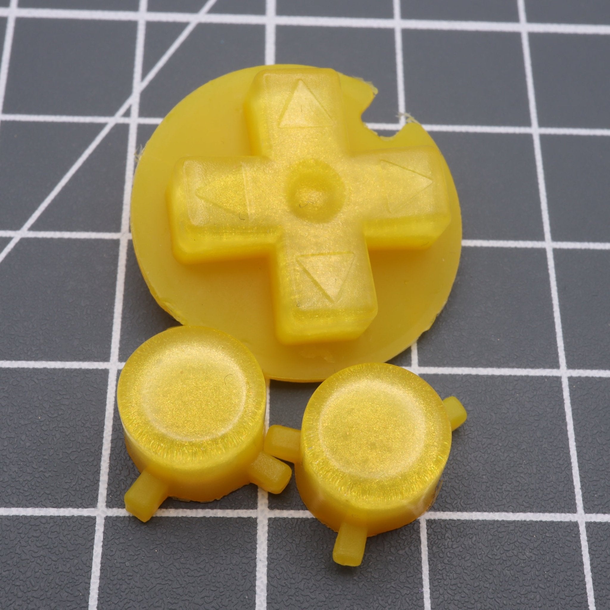 Hand cast custom resin buttons for Nintendo Game Boy Pocket MGB-001 GBP - Lemon Candy | Lab Fifteen Co - 1