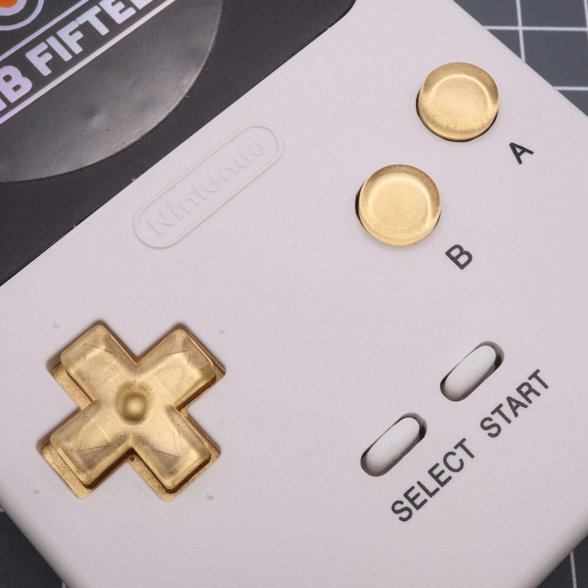 Hand cast custom resin buttons for Nintendo Game Boy Pocket MGB-001 GBP - Metallic gold | Lab Fifteen Co - 3