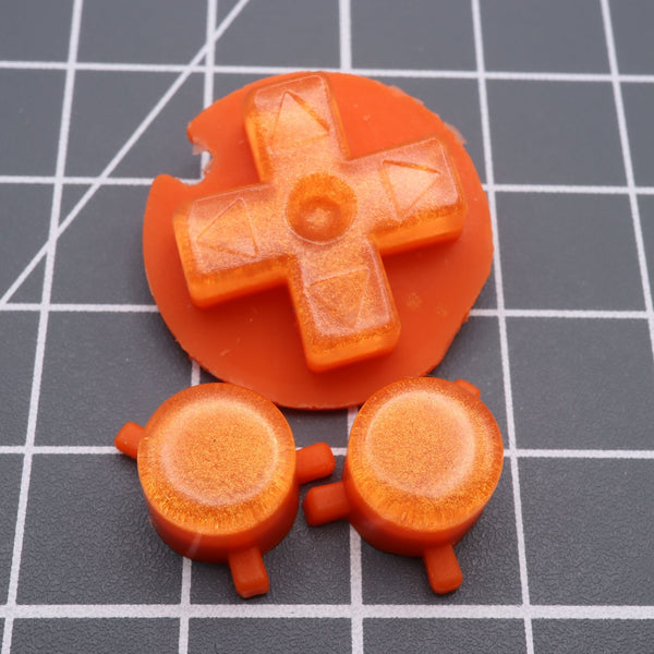 Hand cast custom resin buttons for Nintendo Game Boy Pocket MGB-001 GBP - Orange Candy | Lab Fifteen Co - 1